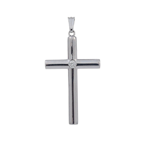 18K White Gold Diamond Cross Shaped Pendant