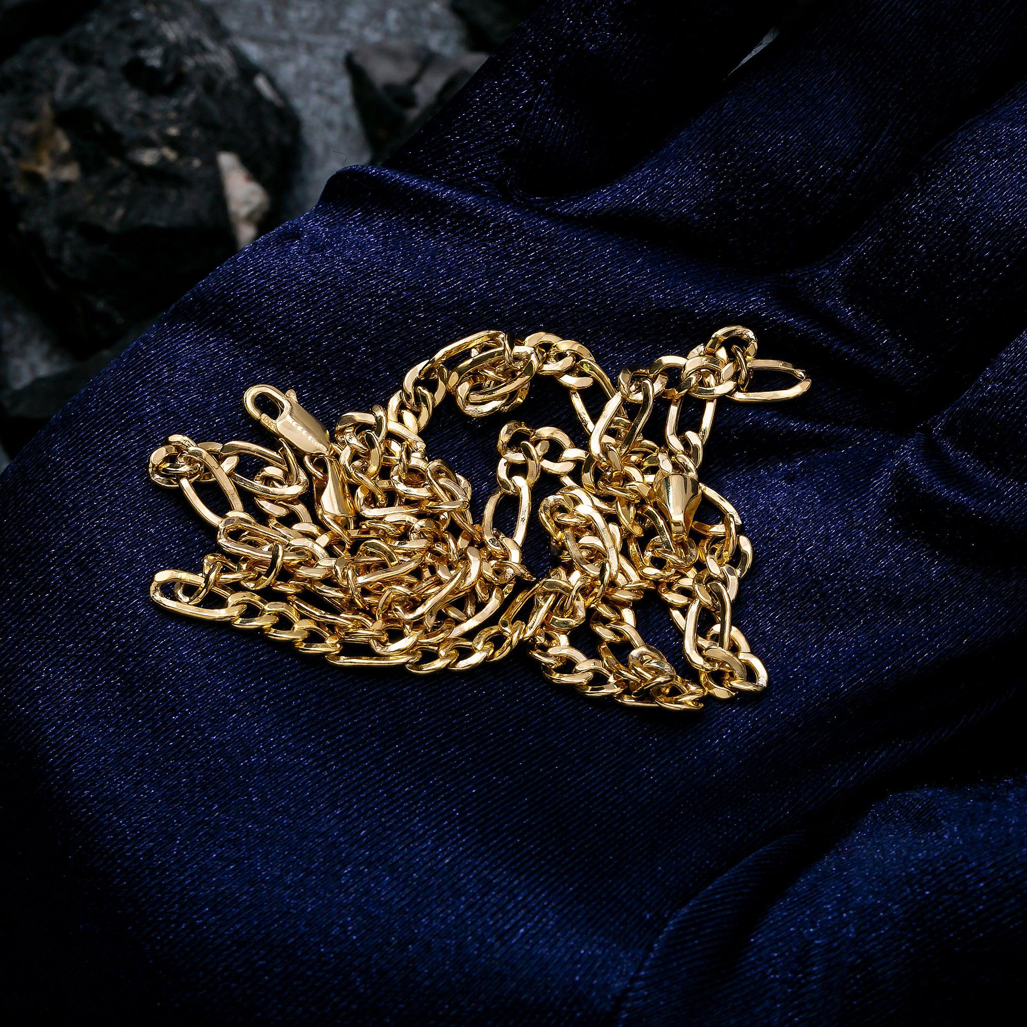 10K Yellow Gold 3.95mm Hollow Figaro Chain Available In Size 18"-26"