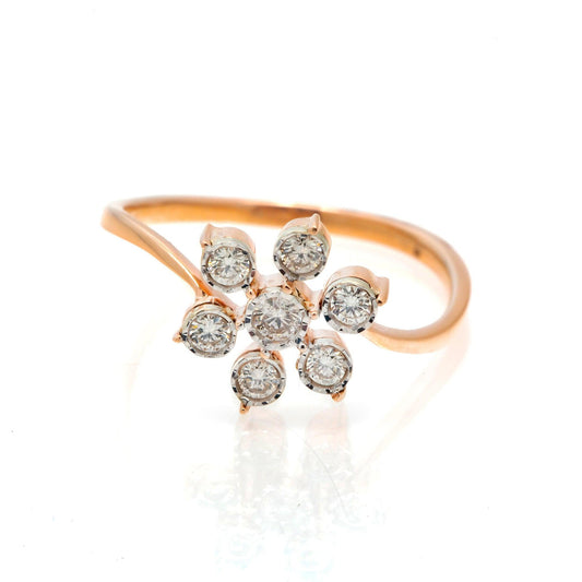 14K GOLD DIAMOND ILLUSION SET FLOWER SHAPED RING 0.30 CT