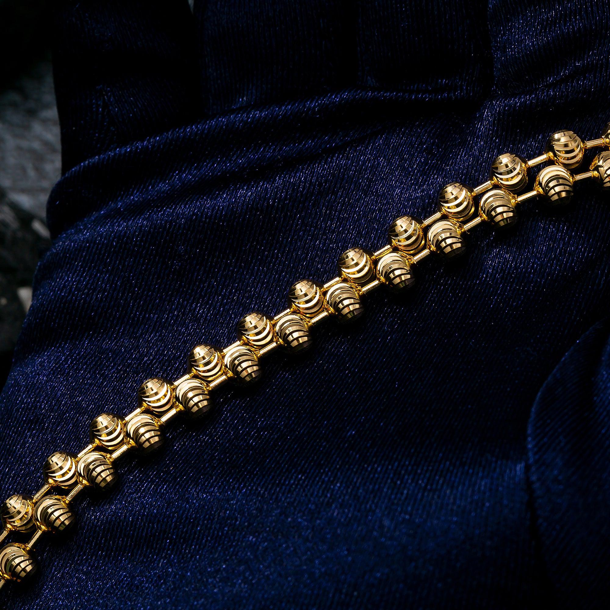 10K Yellow Gold 4.18mm Moon Bead Chain Available In Size 18"-26"