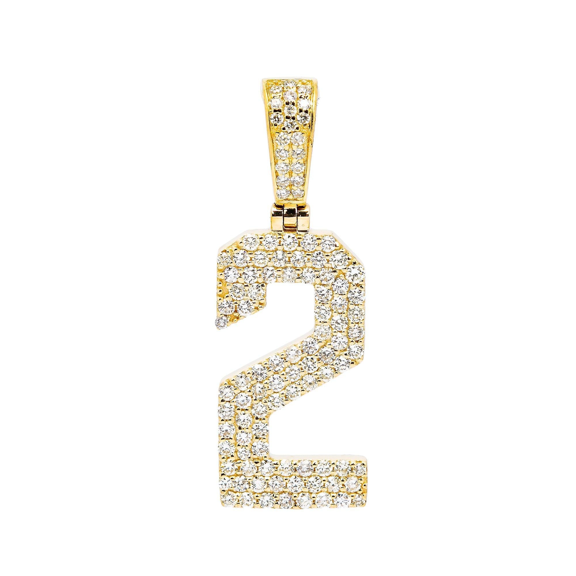 10K YELLOW GOLD DIAMOND NUMBER 2 PENDANT 0.85 CT