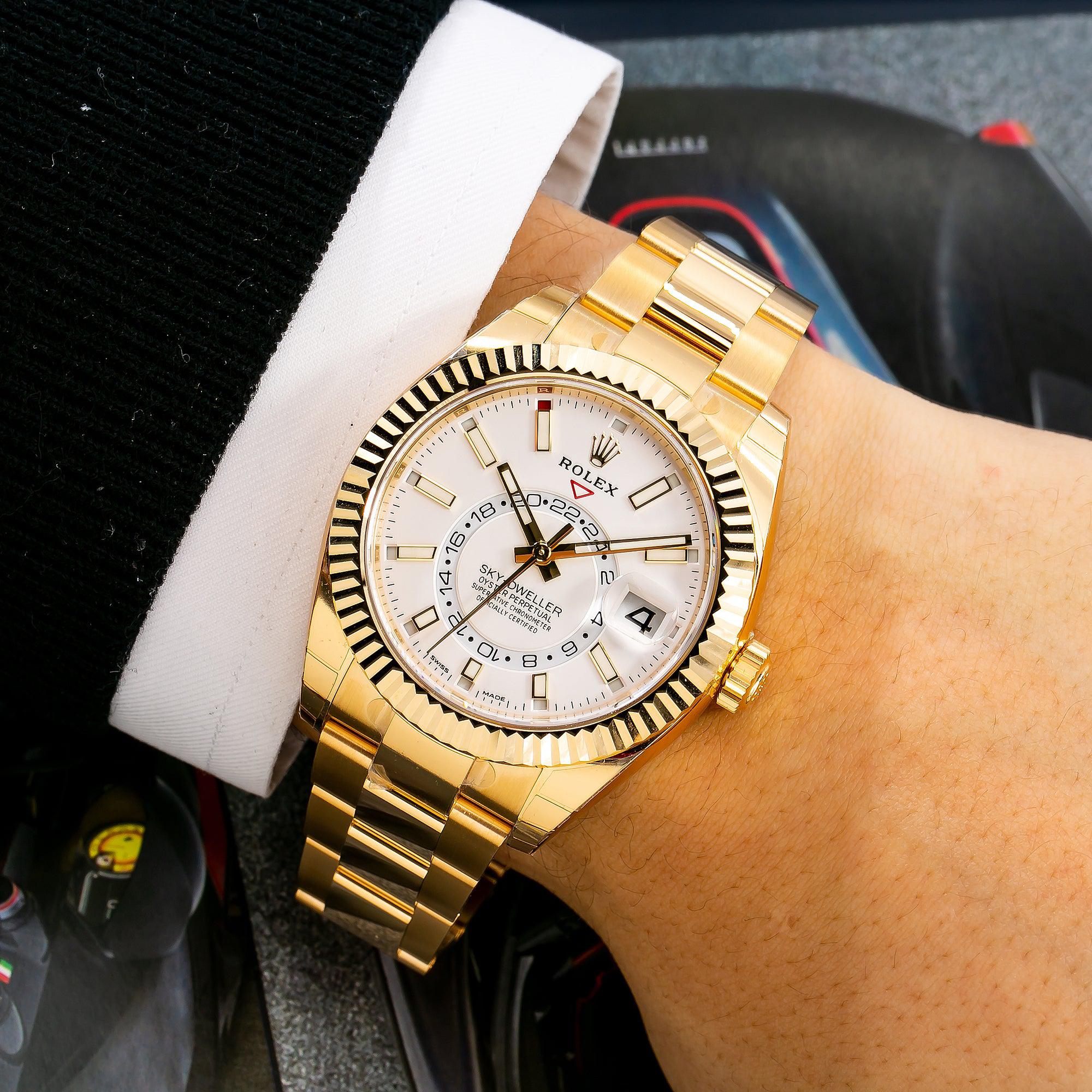 Rolex Sky-Dweller 326938 42MM White Dial With Yellow Gold Bracelet