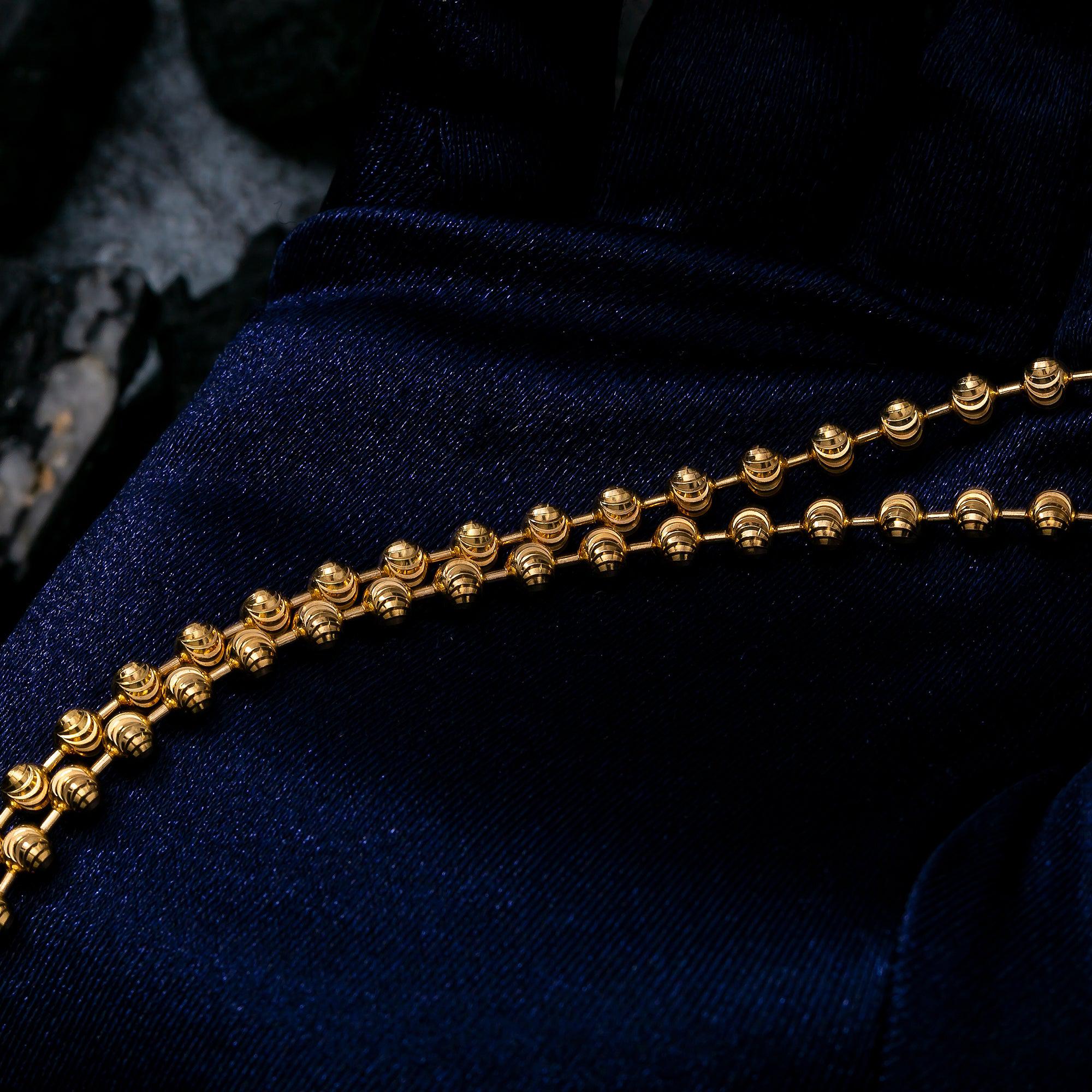 10K Yellow Gold 3.64mm Moon Bead Chain Available In Size 18"-26"