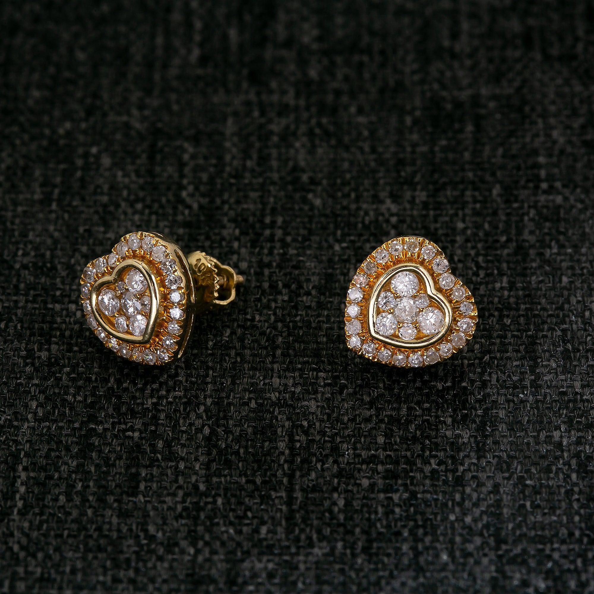 10K GOLD HEART EARRINGS WITH 0.56 CTW DIAMONDS