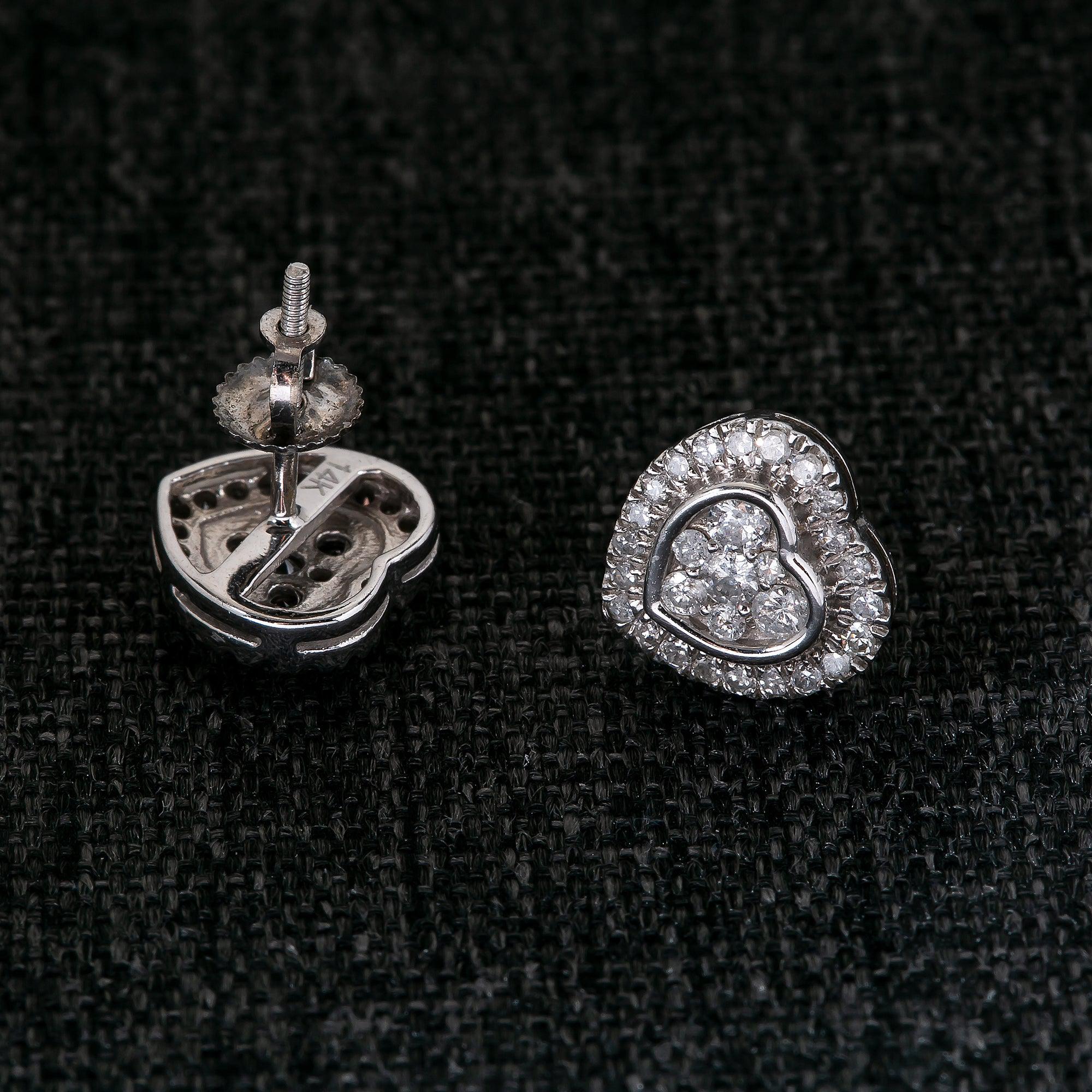 10K GOLD HEART EARRINGS WITH 0.56 CTW DIAMONDS