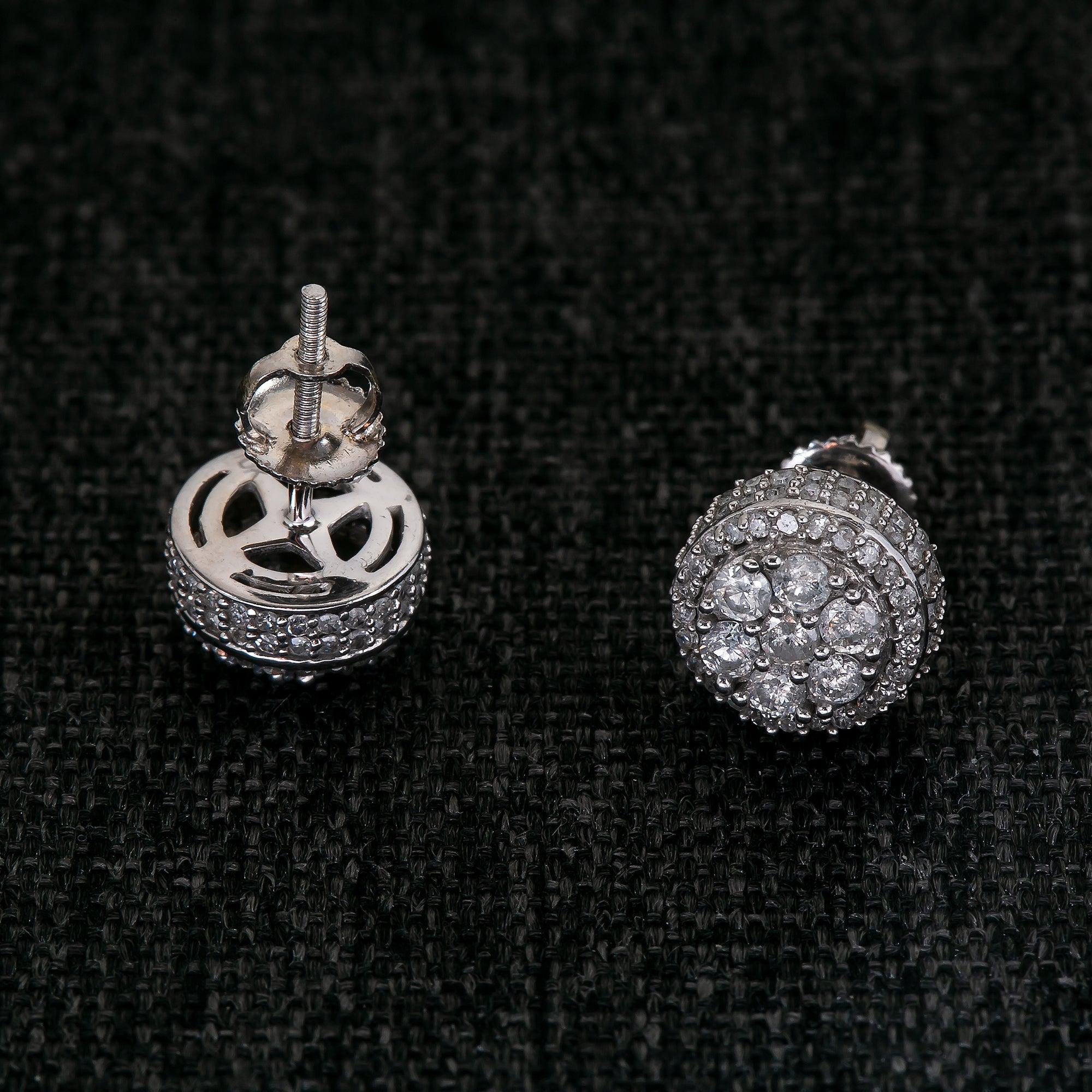 10K WHITE GOLD DIAMOND EARRINGS 0.95 CT