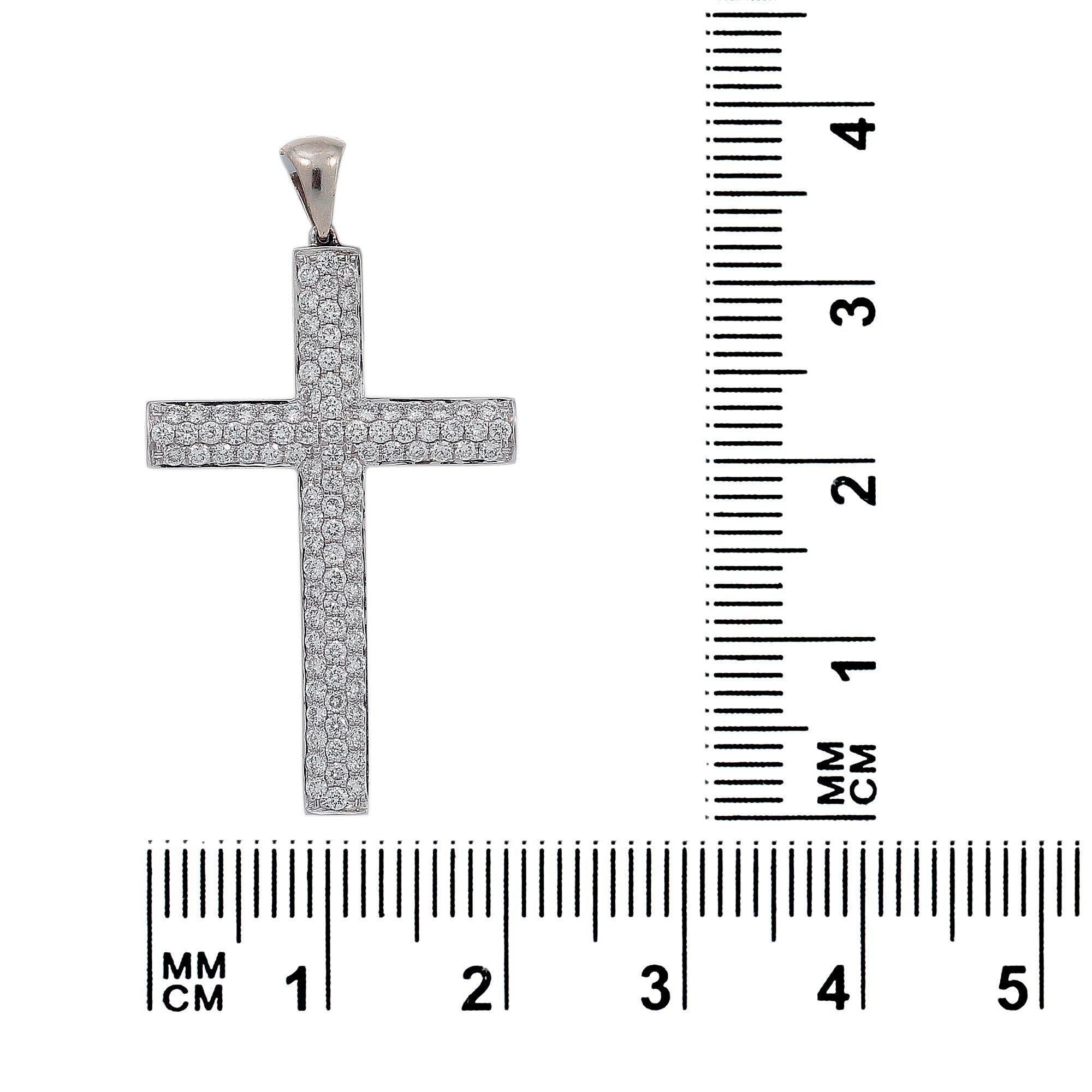 18K White Gold Diamond Cross Shaped Pendant