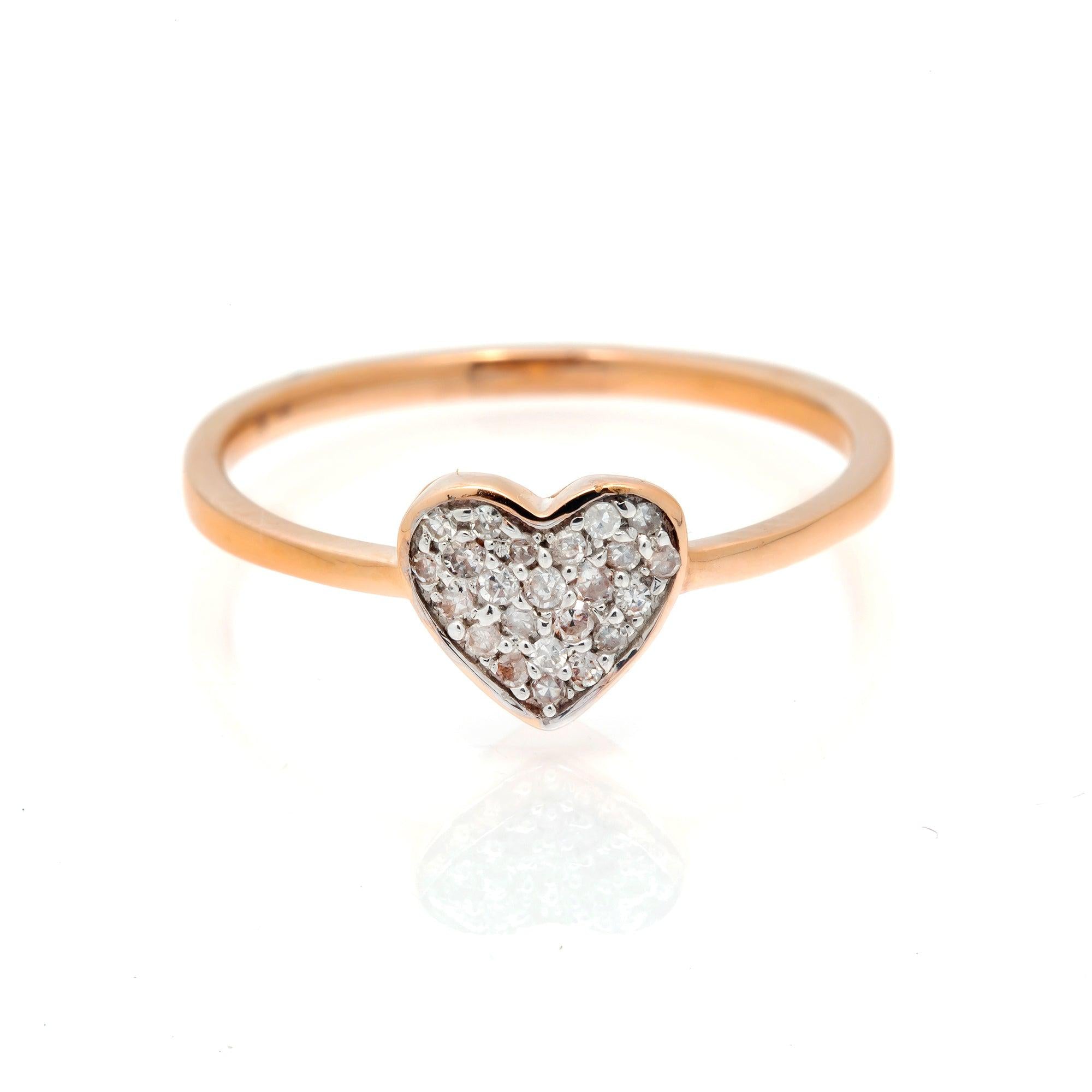 14K GOLD DIAMOND HEART RING 0.10 CT