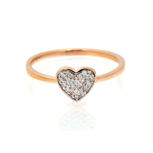 14K GOLD DIAMOND HEART RING 0.10 CT