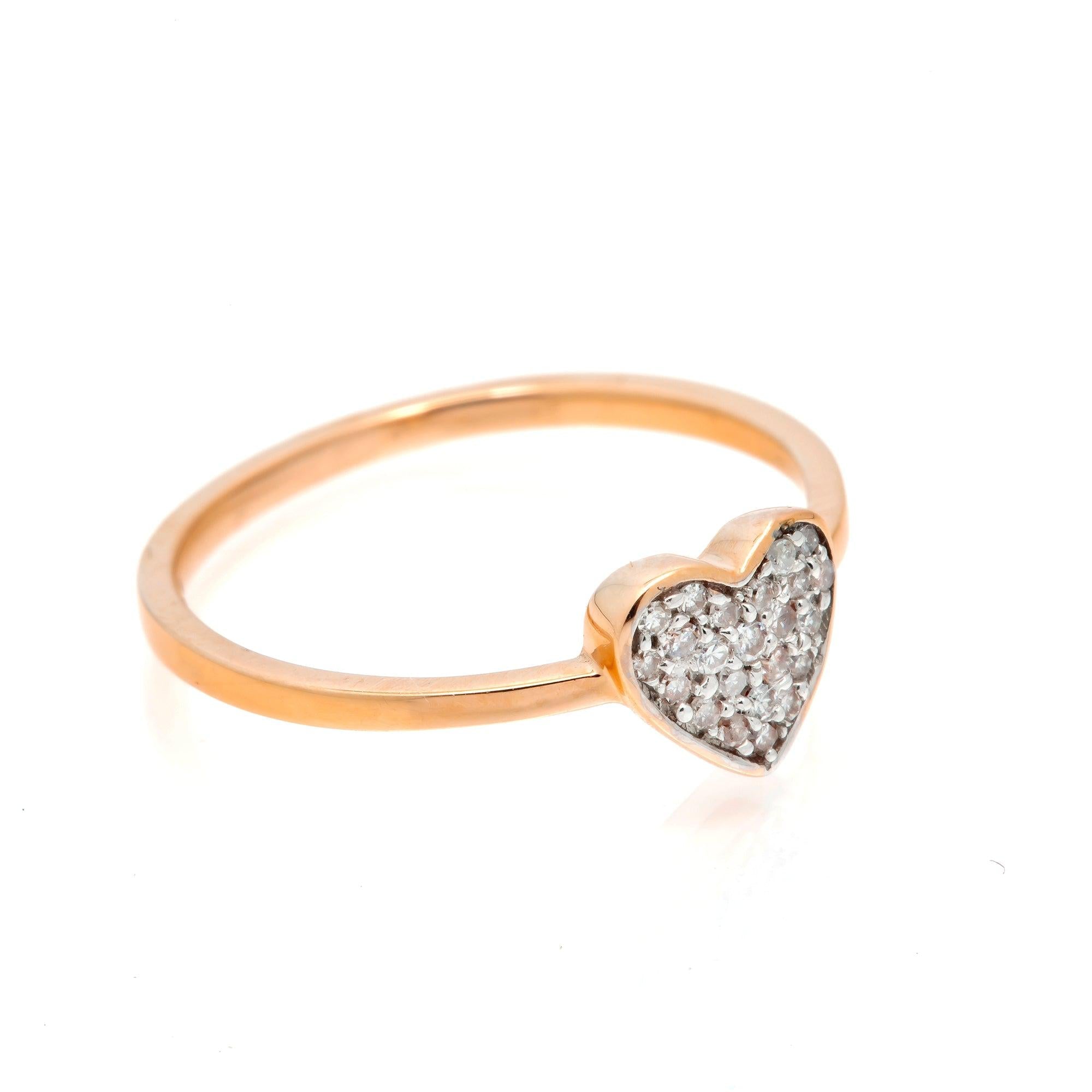 14K GOLD DIAMOND HEART RING 0.10 CT
