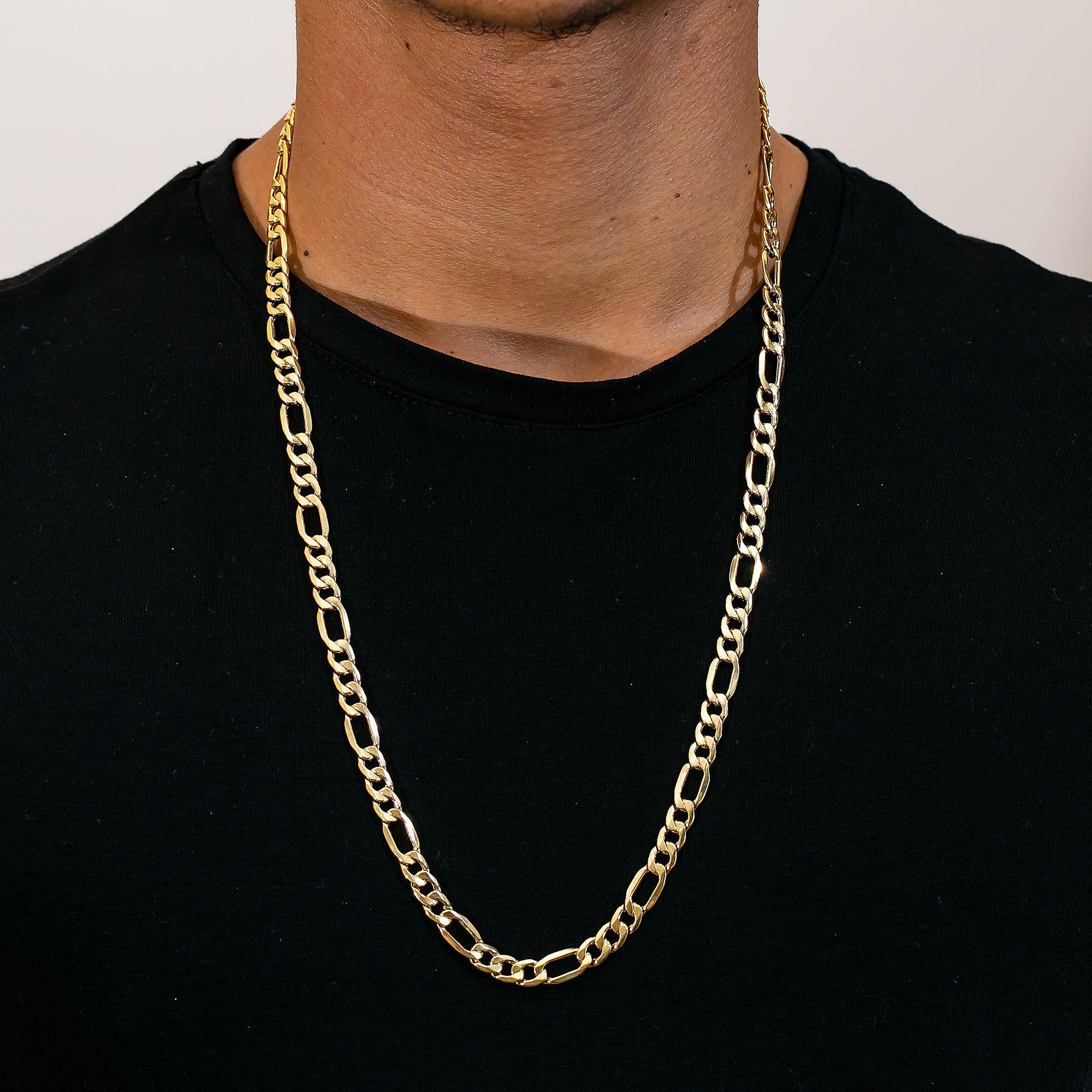10K Yellow Gold 7mm Hollow Figaro Chain