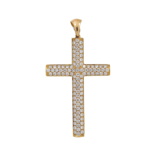 18K Yellow Gold Diamond Cross Shaped Pendant