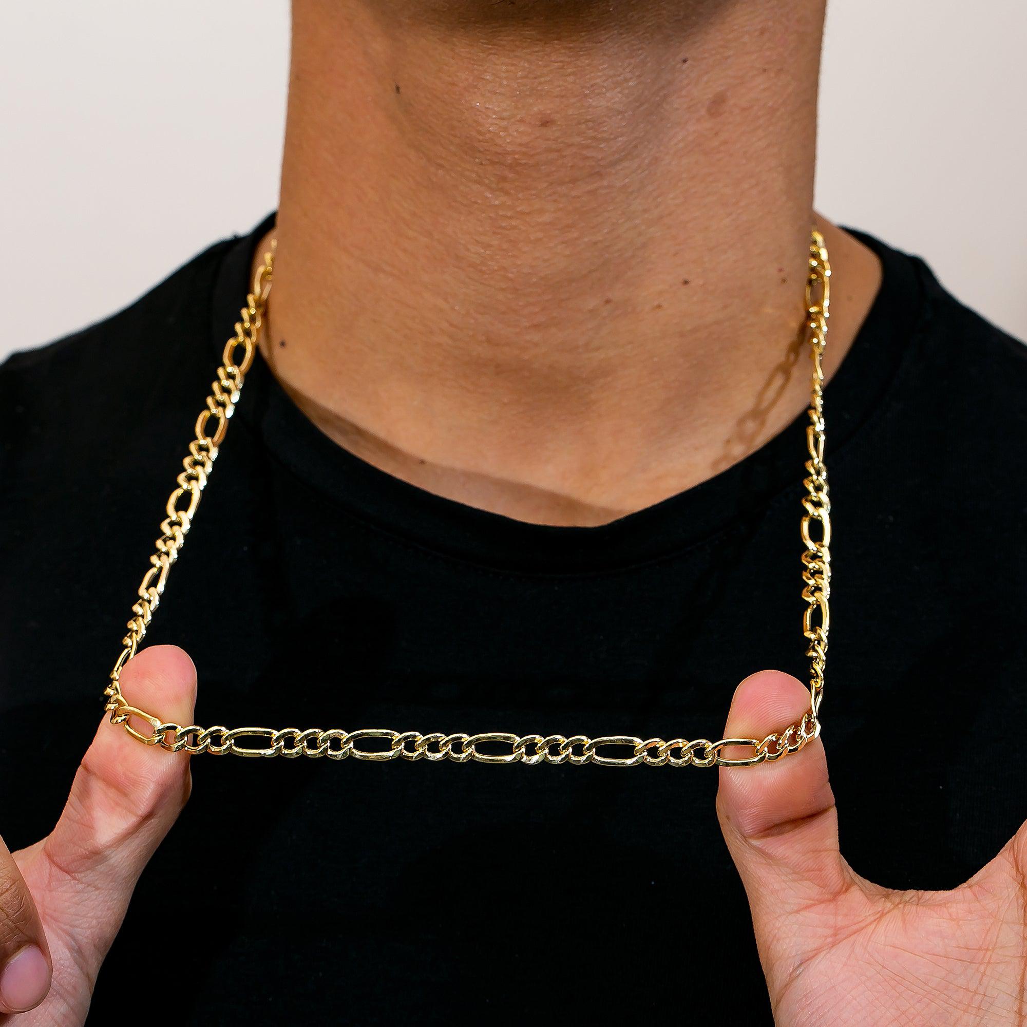 10K Yellow Gold 6.3mm Hollow Figaro Chain Available 18"-26"