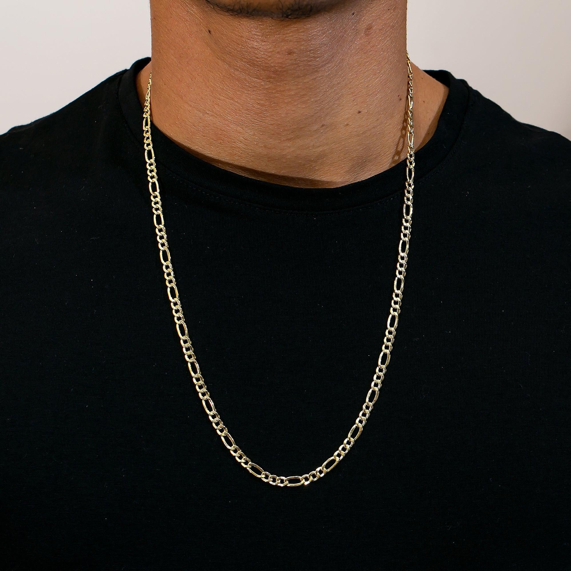 10K Yellow Gold 3.95mm Hollow Figaro Chain Available In Size 18"-26"