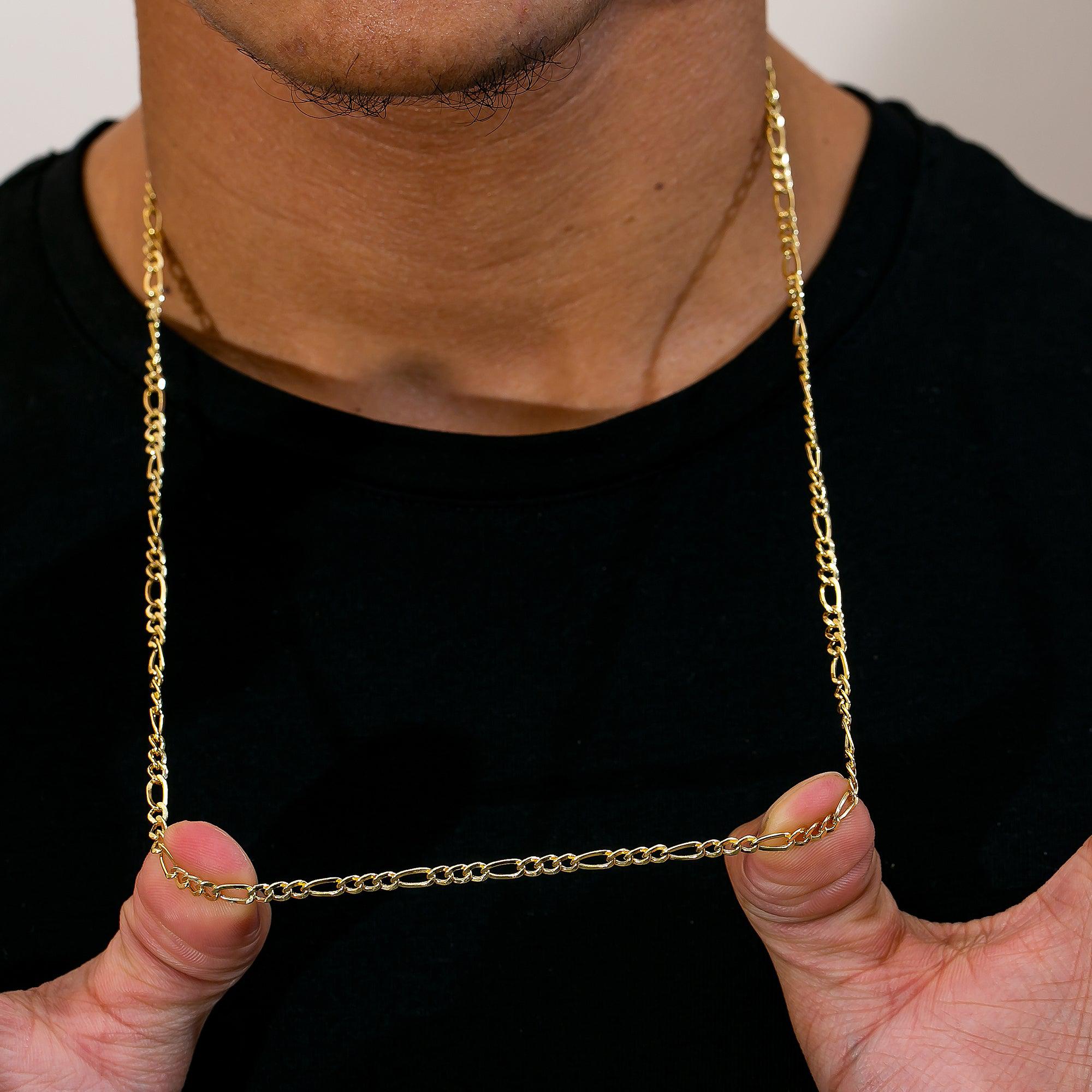 10K Yellow Gold 3.43mm Hollow Figaro Chain Available In Size 18"-26"