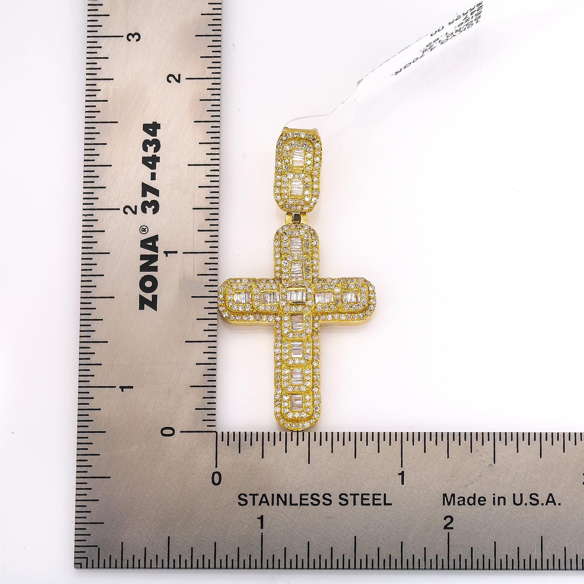 10K YELLOW GOLD DIAMOND CROSS PENDANT