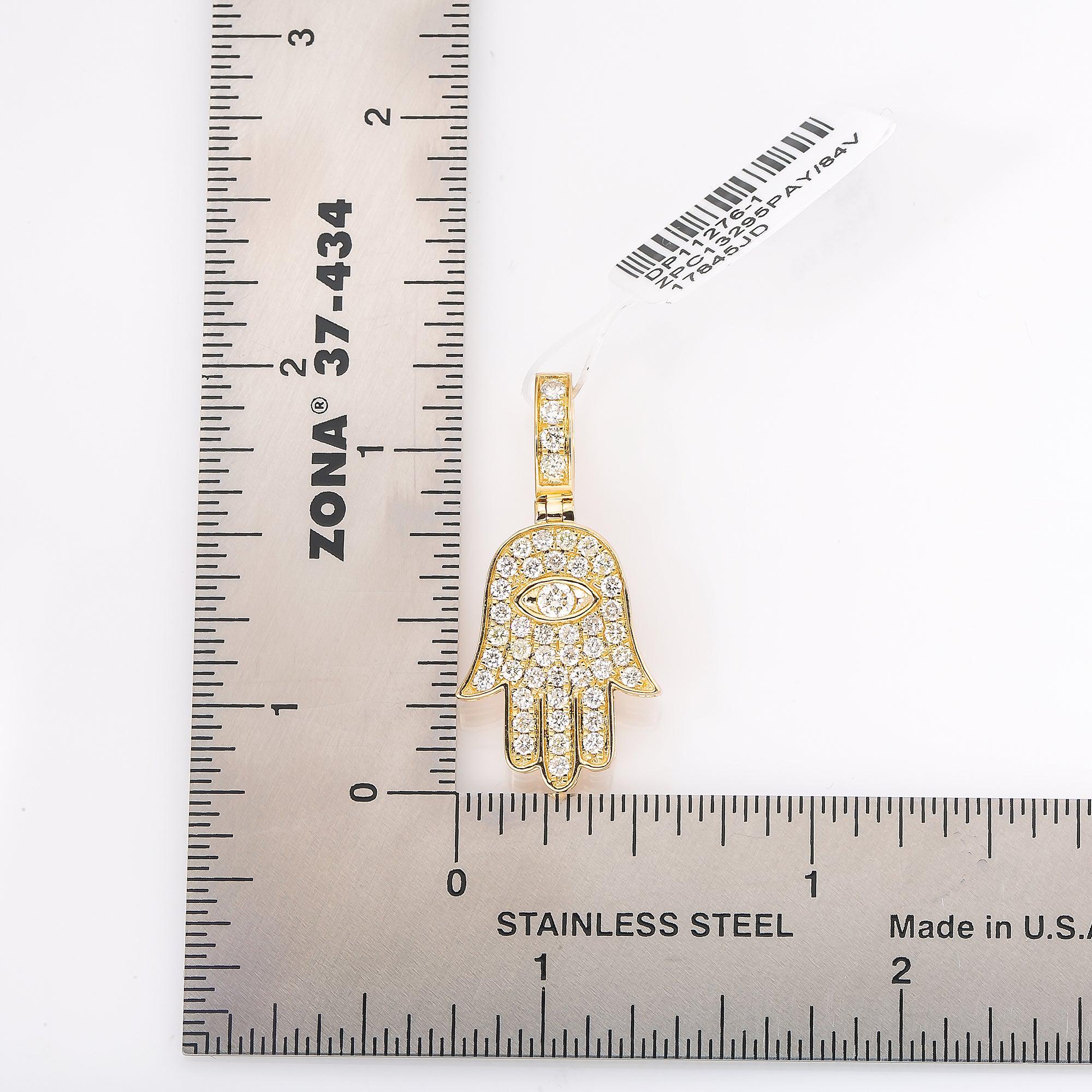 14K YELLOW GOLD DIAMOND HAMSA PENDANT