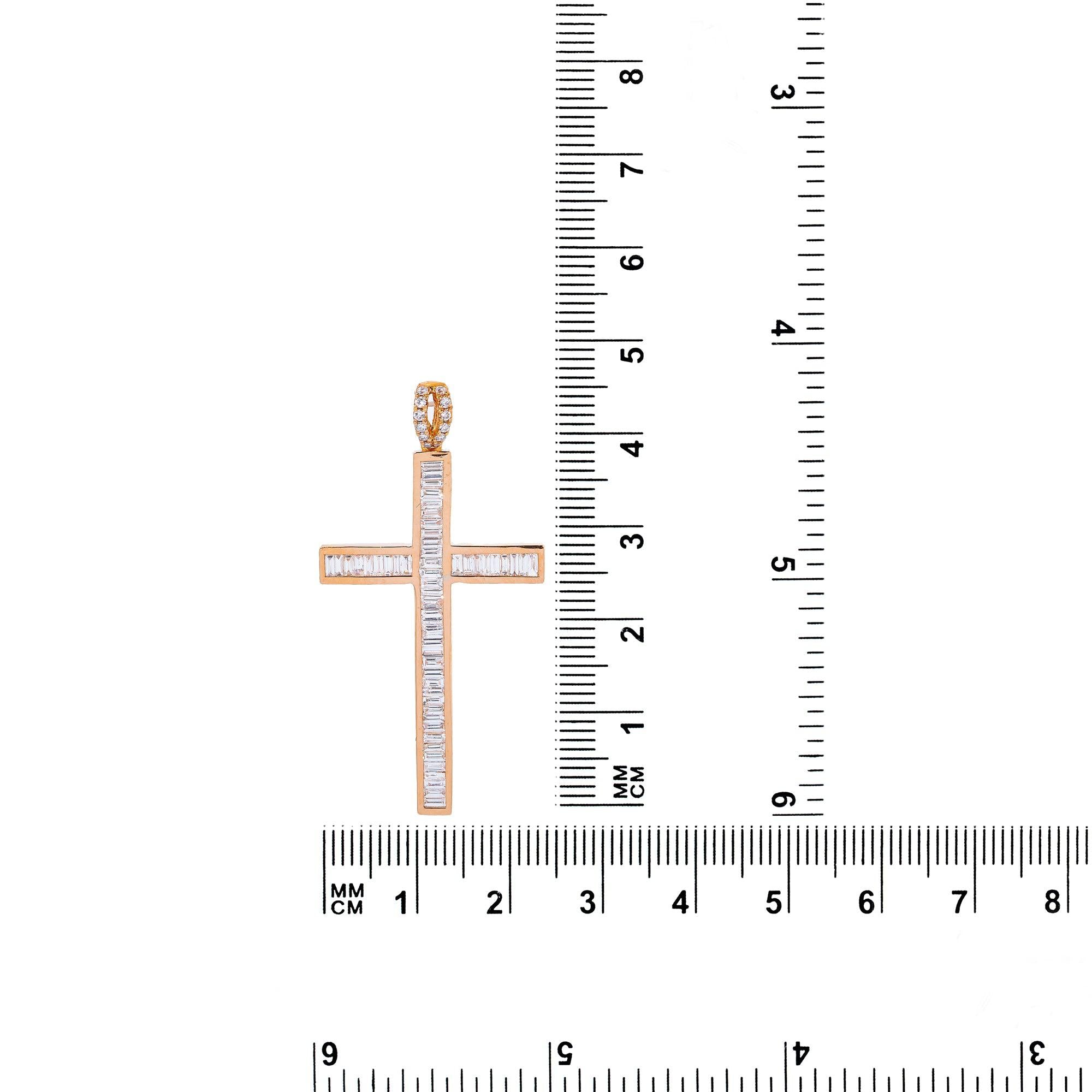 14K Rose Gold Cross Pendant with 0.60 CT Diamond