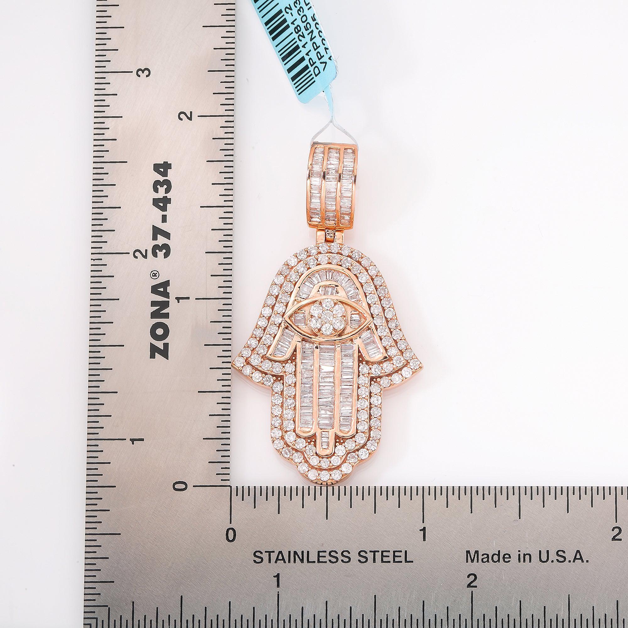 14K ROSE GOLD DIAMOND HAMSA PENDANT