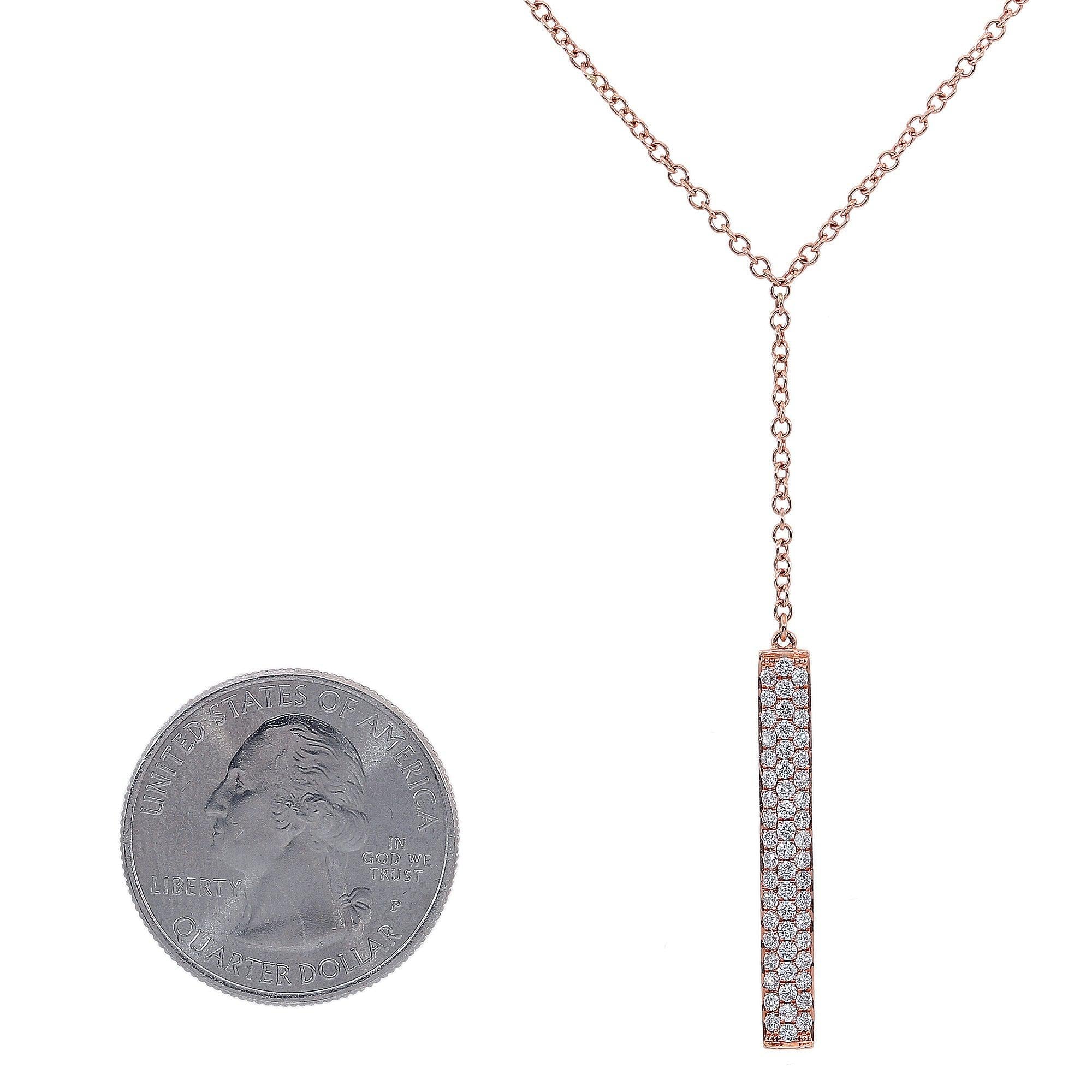 18K Rose Gold Rectangular Diamond Necklace