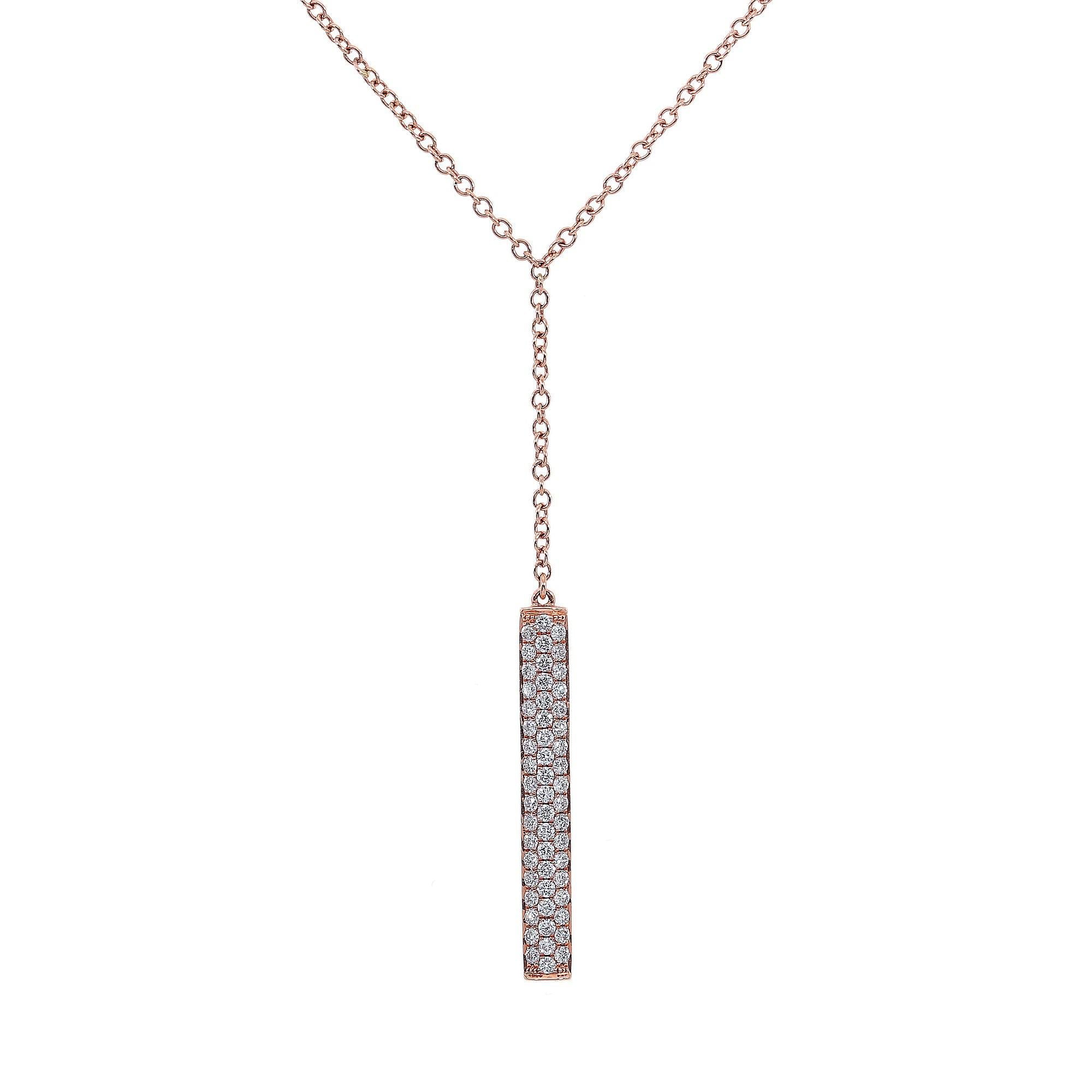18K Rose Gold Rectangular Diamond Necklace