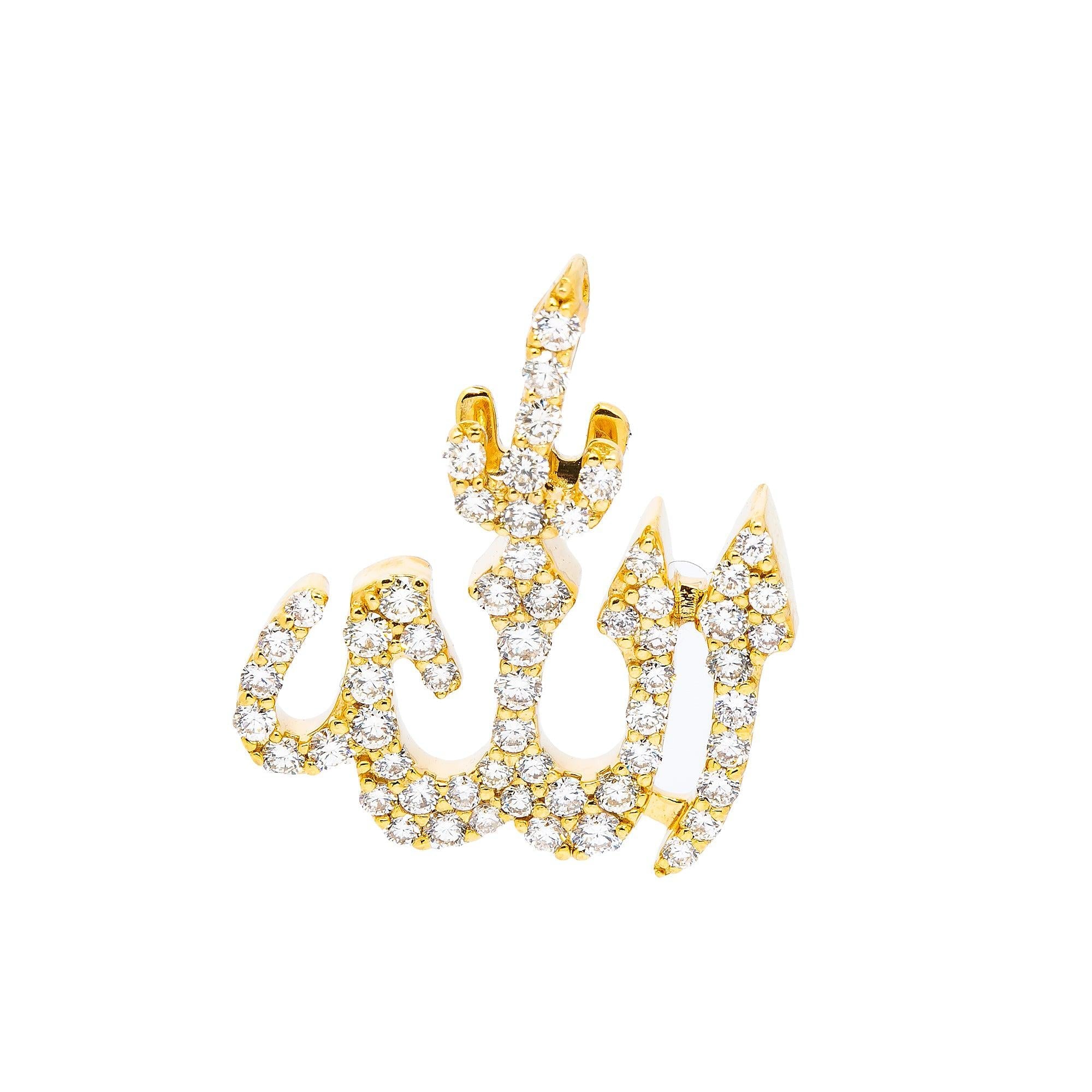 14K YELLOW GOLD UNISEX ALLAH  PENDANT WITH 1.00 CT DIAMONDS