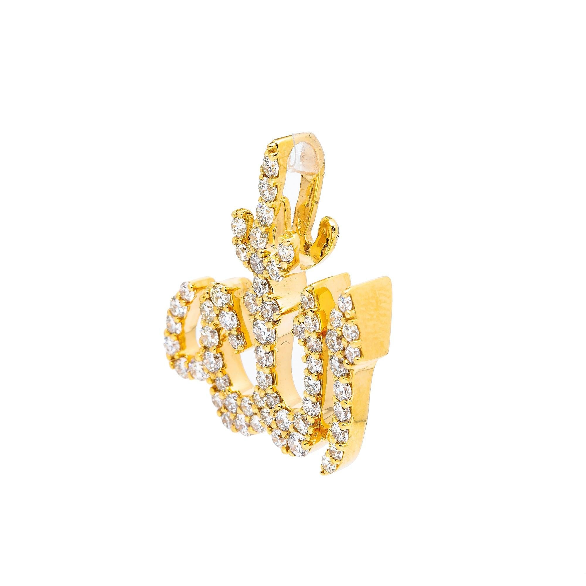14K YELLOW GOLD UNISEX ALLAH  PENDANT WITH 1.00 CT DIAMONDS
