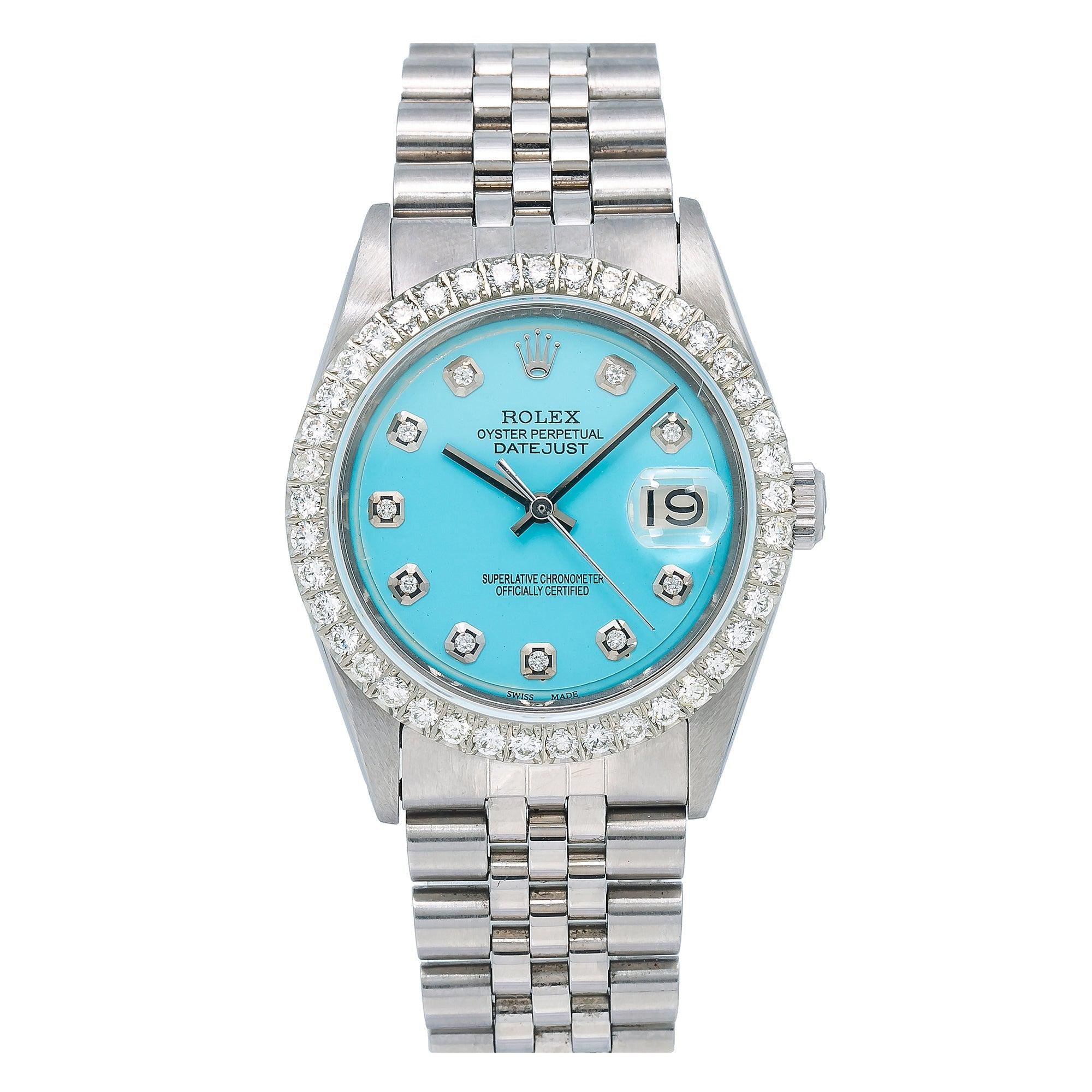 Rolex Datejust 1601 36MM Turquoise Diamond Dial With Stainless Steel Bracelet