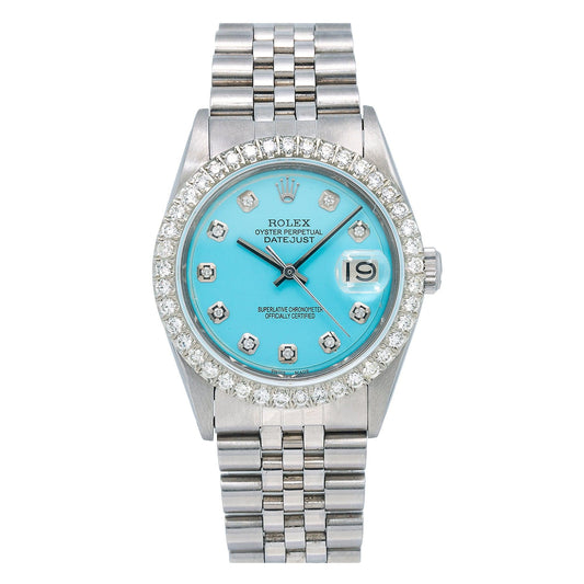 Rolex Datejust 1601 36MM Turquoise Diamond Dial With Stainless Steel Bracelet