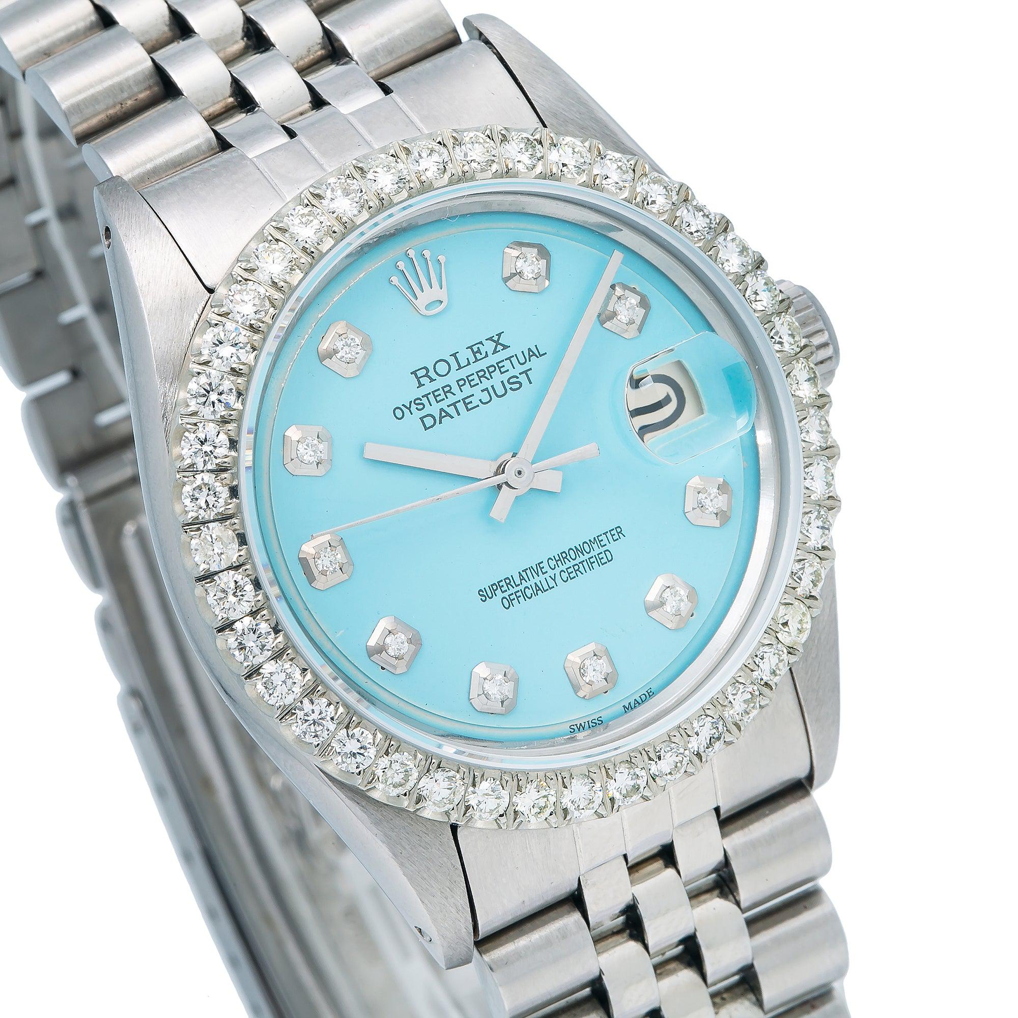 Rolex Datejust 1601 36MM Turquoise Diamond Dial With Stainless Steel Bracelet