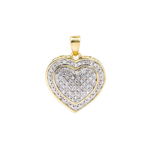 10K YELLOW GOLD LADIES HEART  PENDANT WITH 0.10 CT DIAMONDS