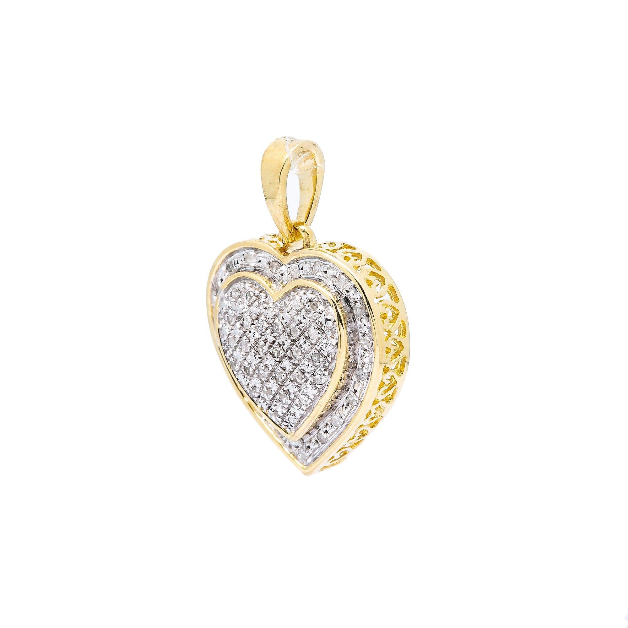 10K YELLOW GOLD LADIES HEART  PENDANT WITH 0.10 CT DIAMONDS