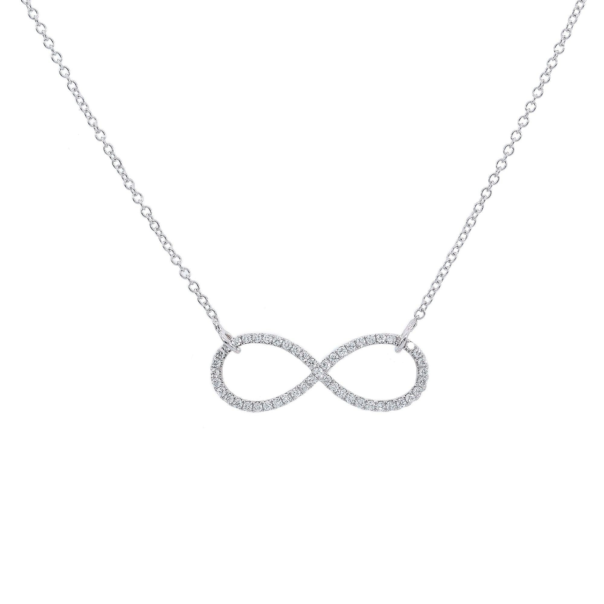 18K White Gold Women Infinity Sign Diamond Necklace