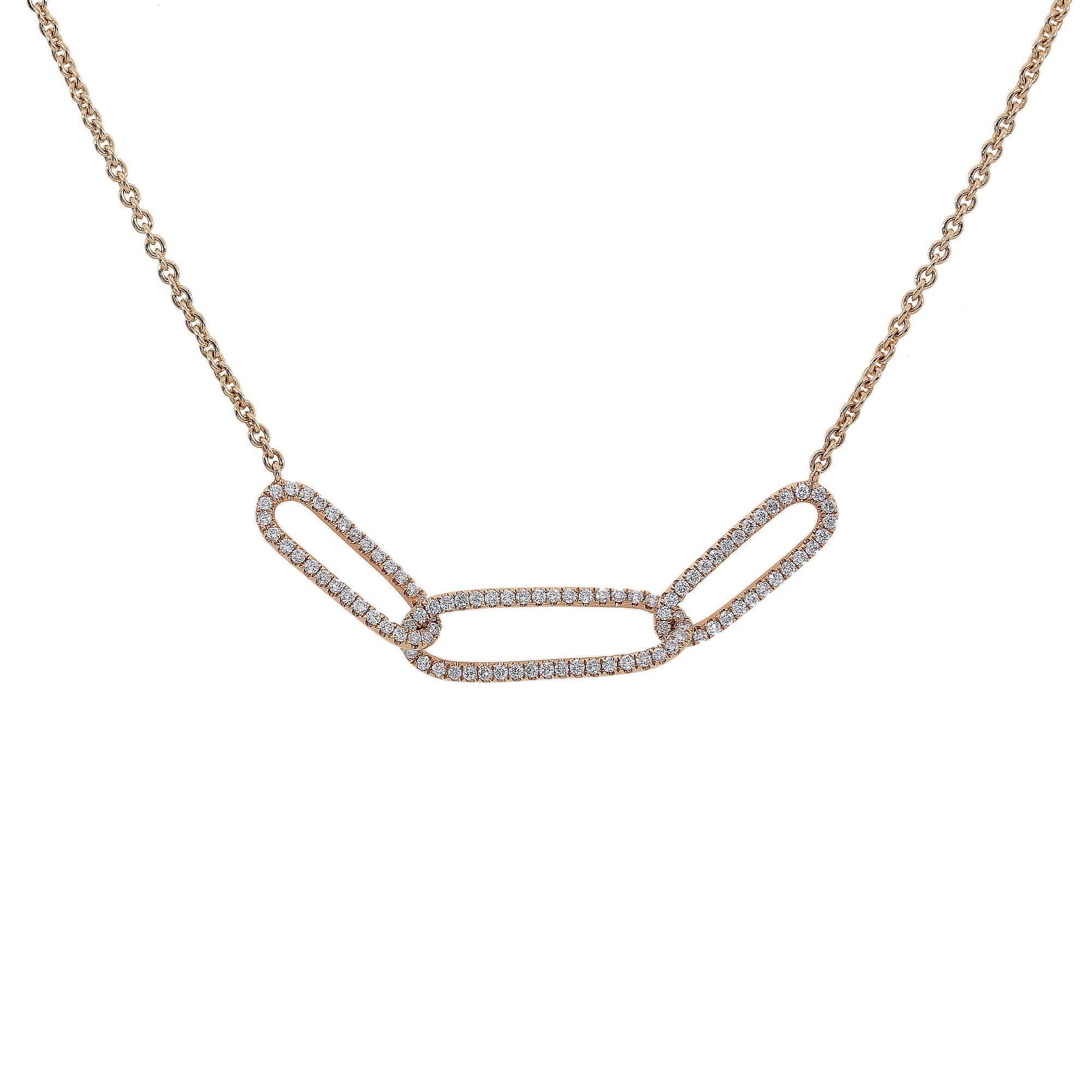 18K Yellow Gold Diamond 3 Rounds Necklace