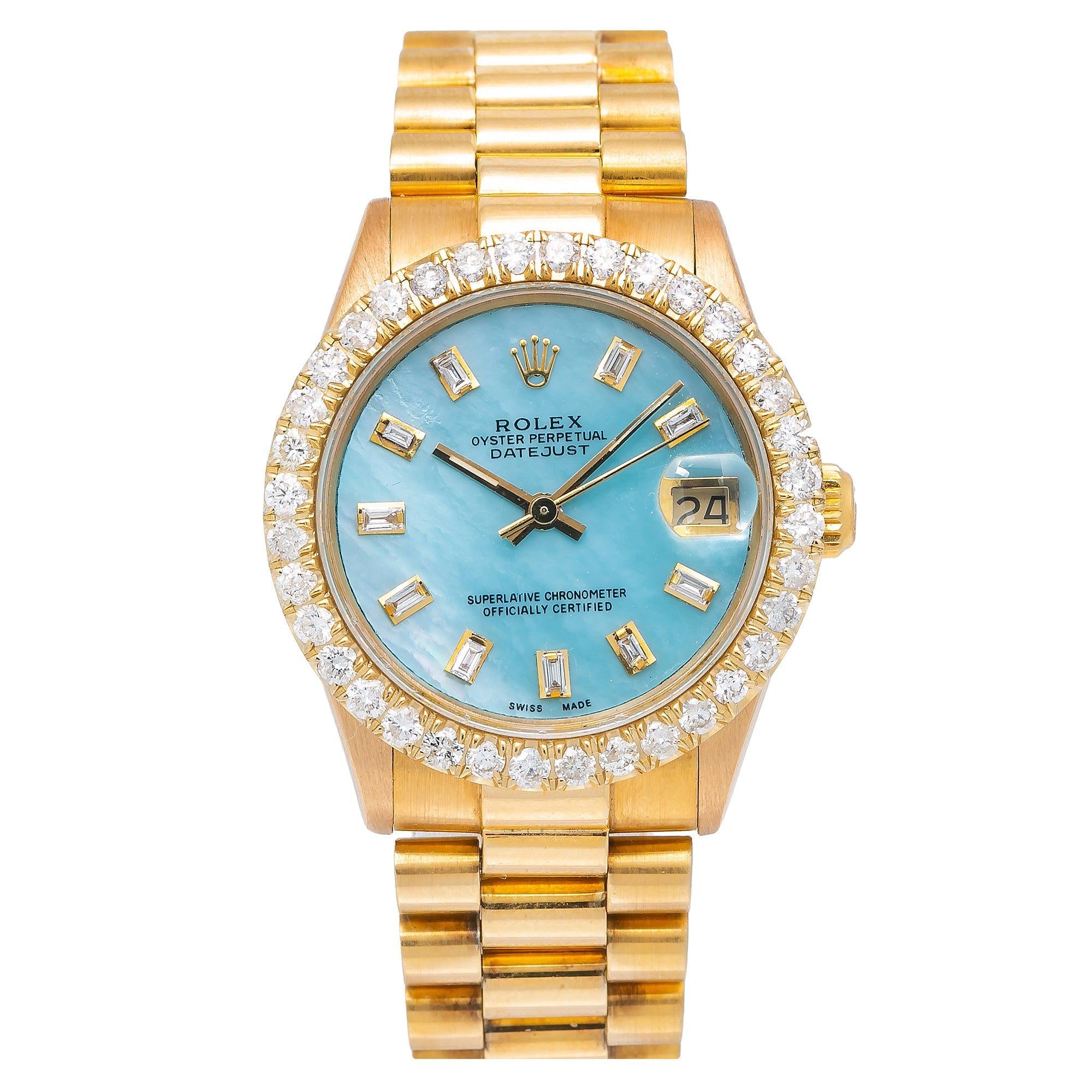 Rolex Datejust 68278 31MM Blue Diamond Dial With Yellow Gold Presidential Bracelet