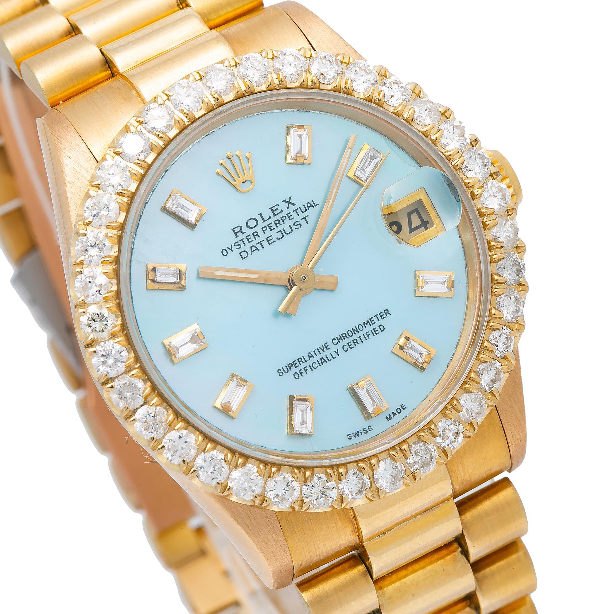 Rolex Datejust 68278 31MM Blue Diamond Dial With Yellow Gold Presidential Bracelet