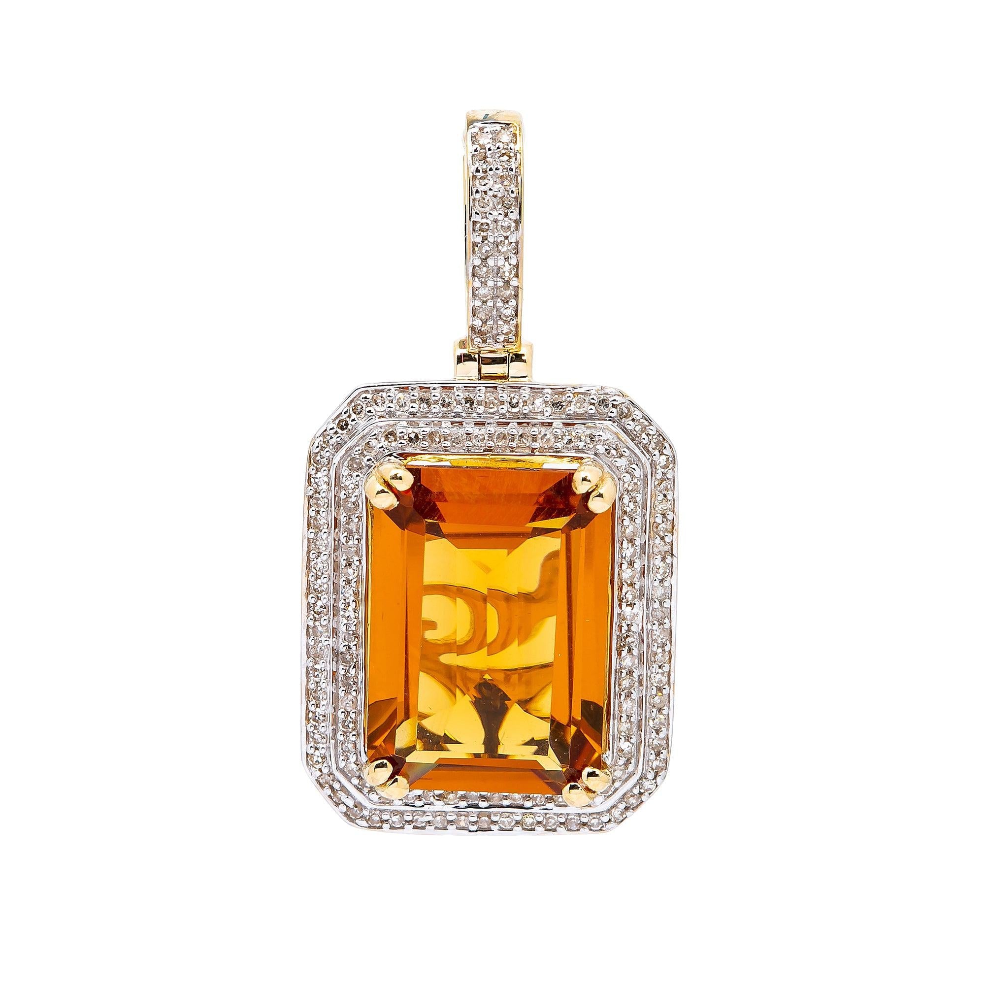 10K YELLOW GOLD LADIES  RECTANGULAR   PENDANT WITH 0.60 CT DIAMONDS