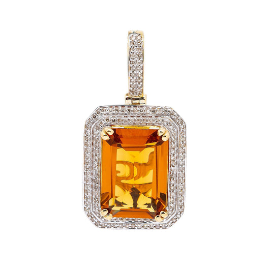 10K YELLOW GOLD LADIES  RECTANGULAR   PENDANT WITH 0.60 CT DIAMONDS