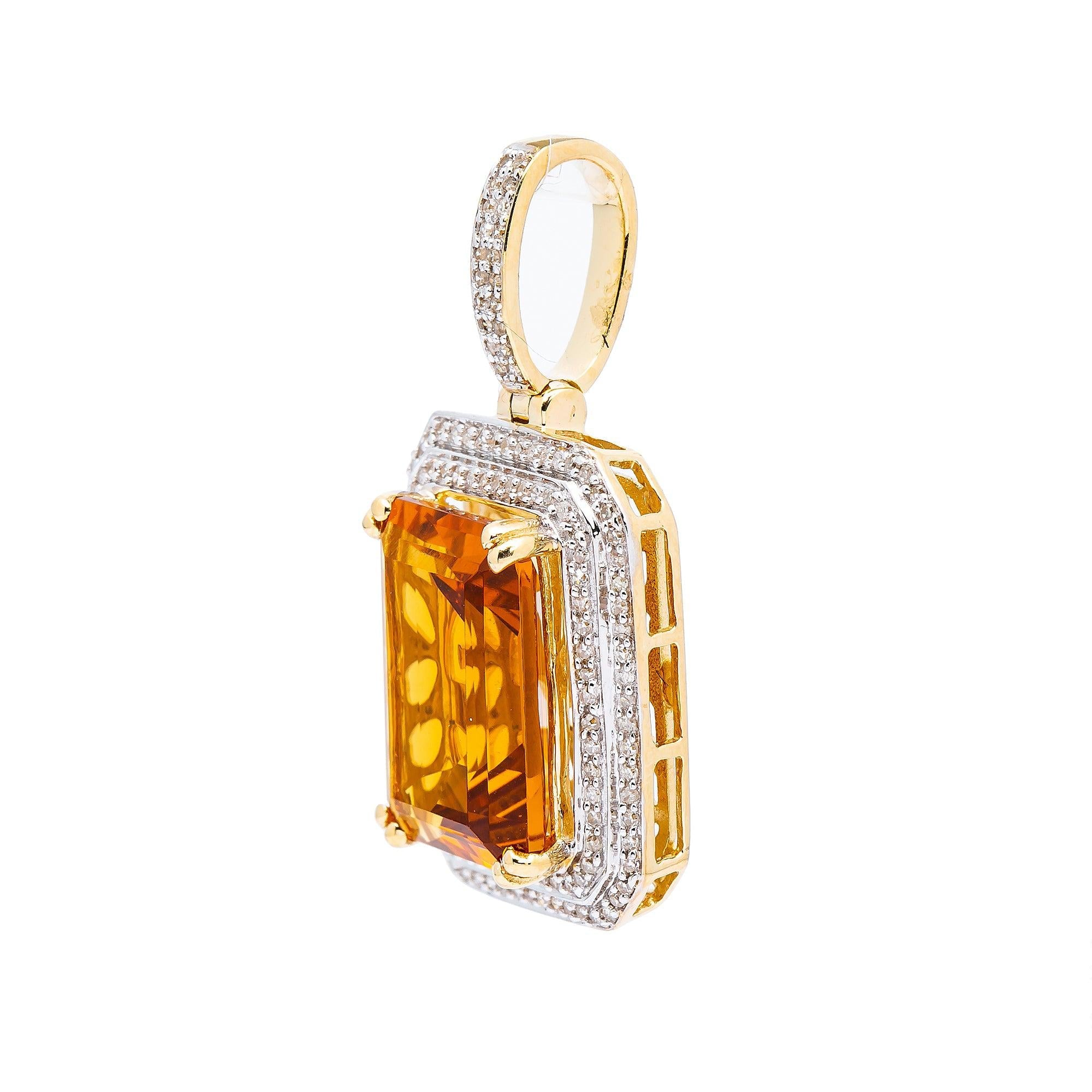 10K YELLOW GOLD LADIES  RECTANGULAR   PENDANT WITH 0.60 CT DIAMONDS