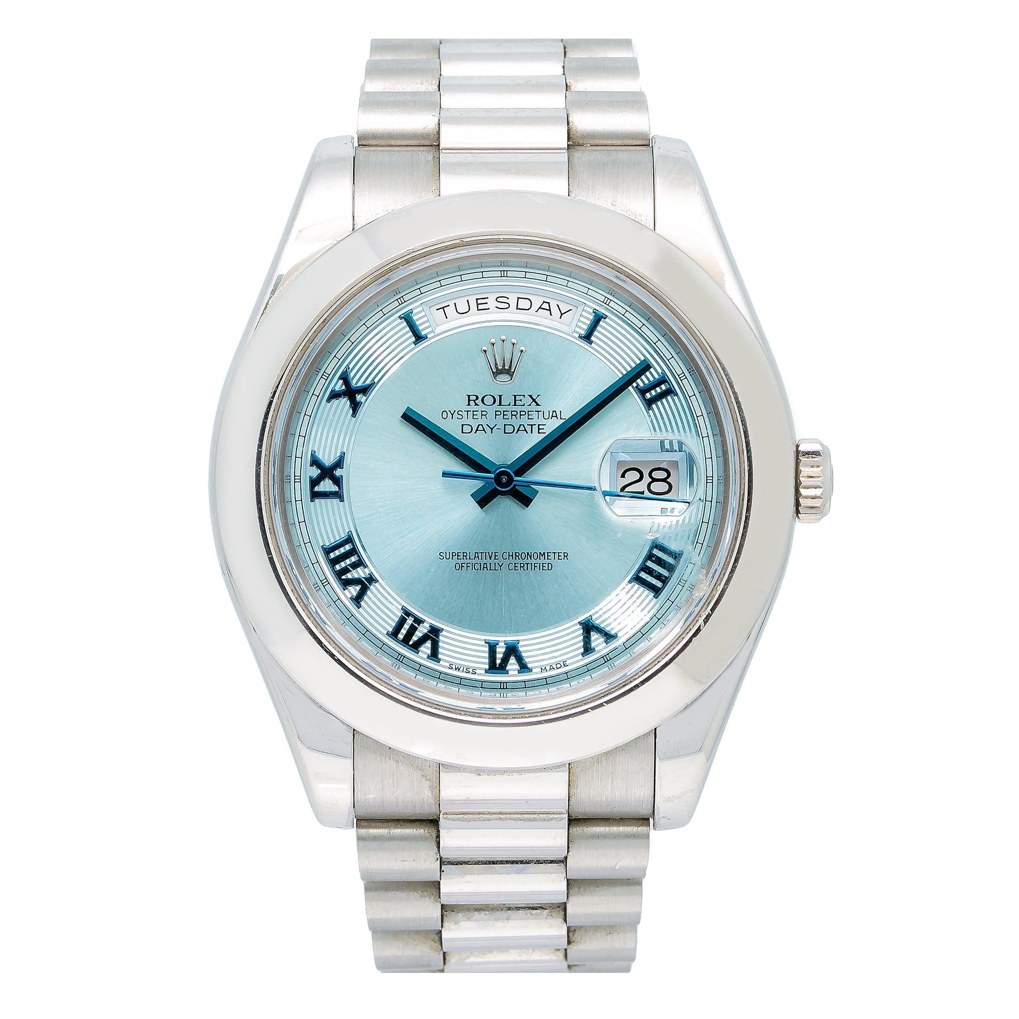 Rolex Day-Date II 218206 41MM Blue Roman Dial With Platinum Presidential Bracelet