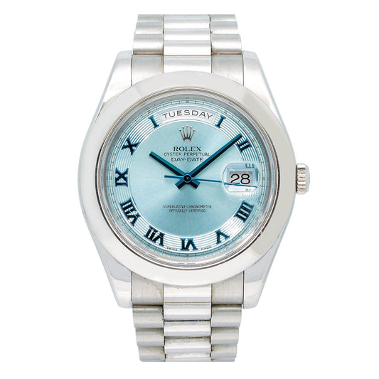 Rolex Day-Date II 218206 41MM Blue Roman Dial With Platinum Presidential Bracelet