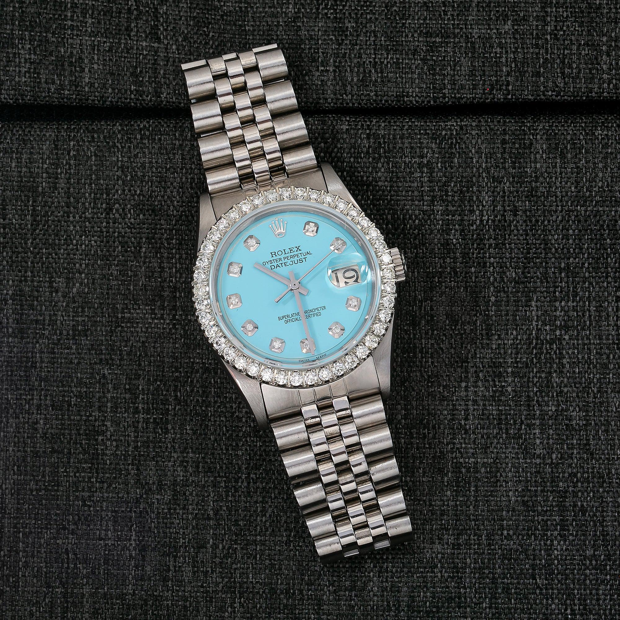 Rolex Datejust 1601 36MM Turquoise Diamond Dial With Stainless Steel Bracelet