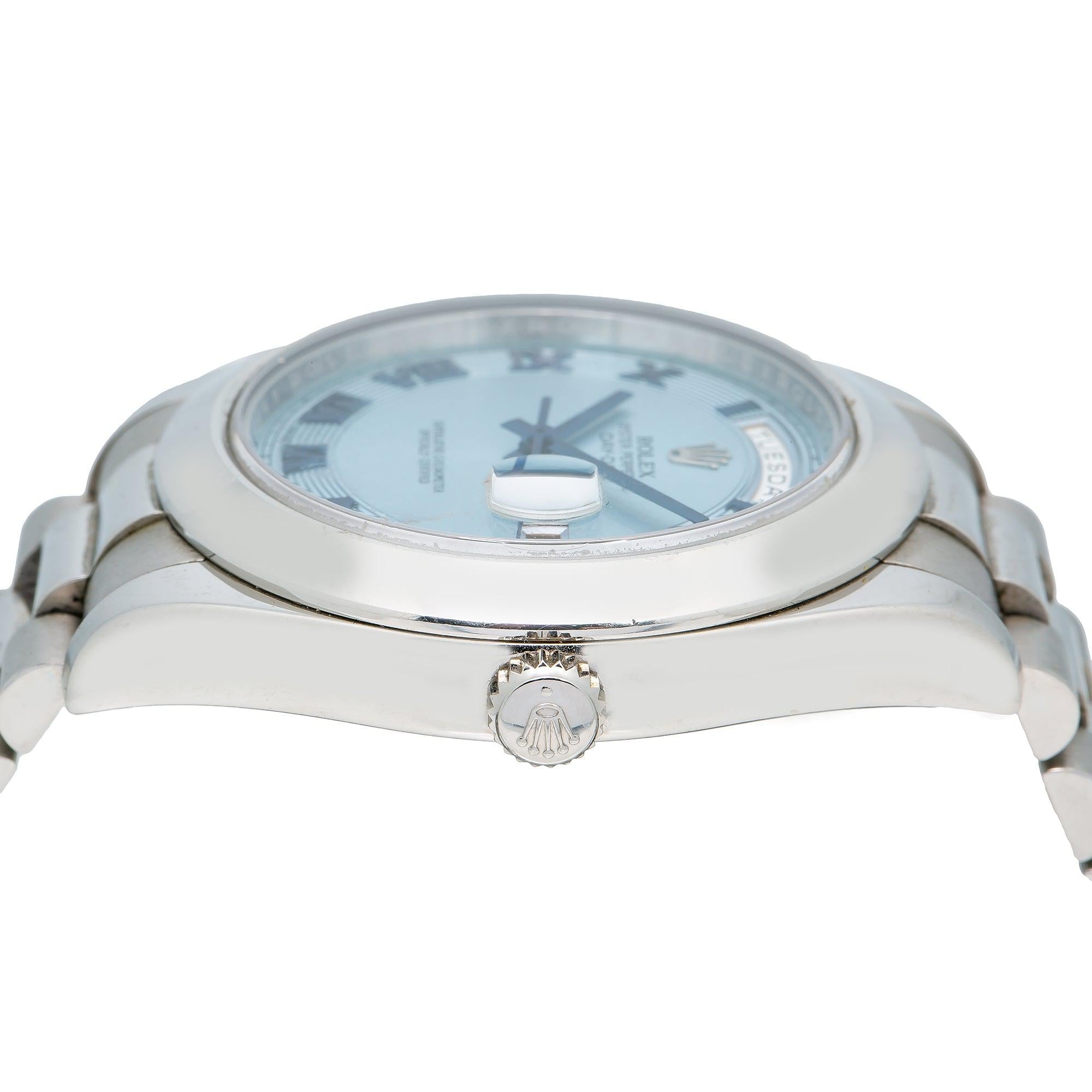 Rolex Day-Date II 218206 41MM Blue Roman Dial With Platinum Presidential Bracelet