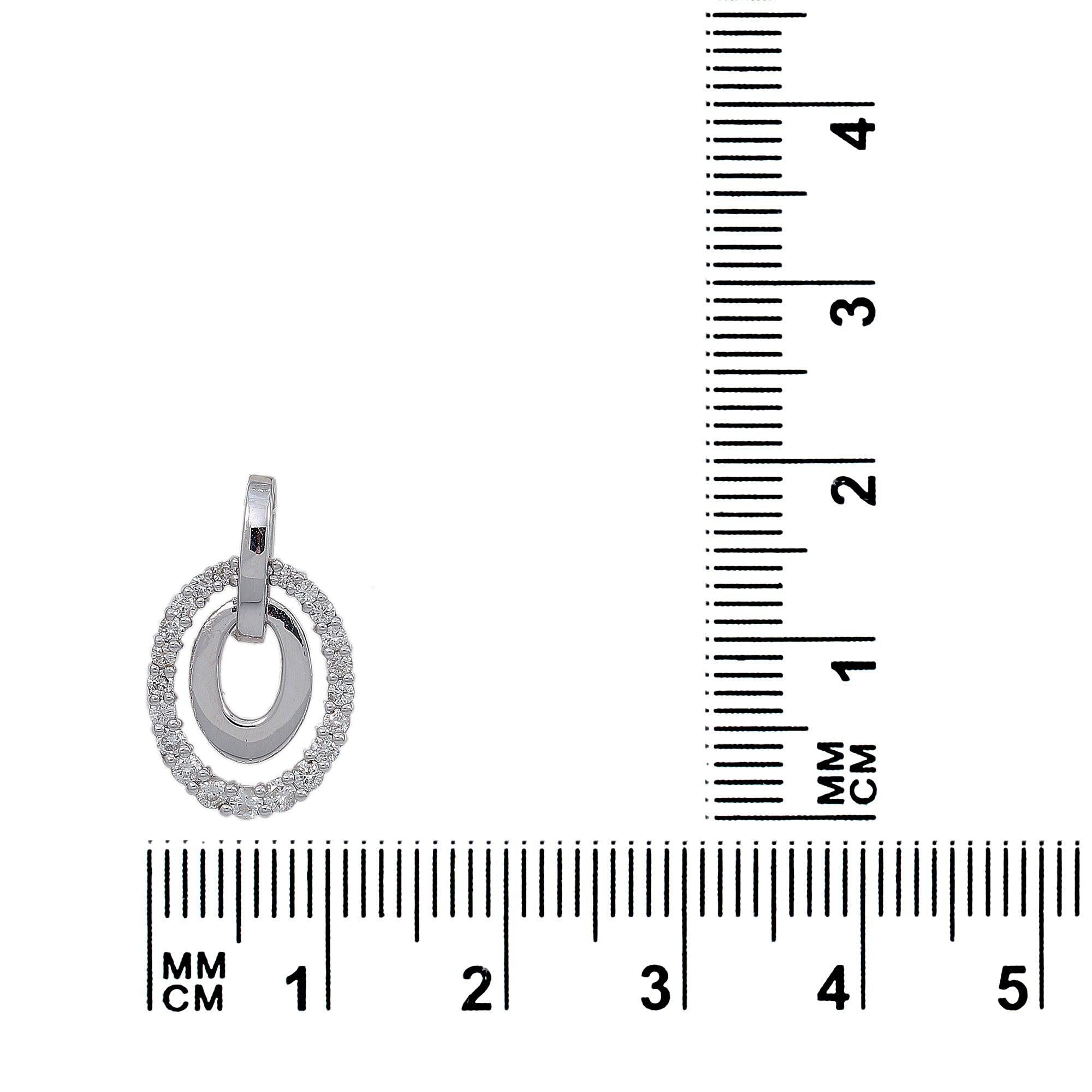 18K White Gold Diamond Round Shaped Pendant