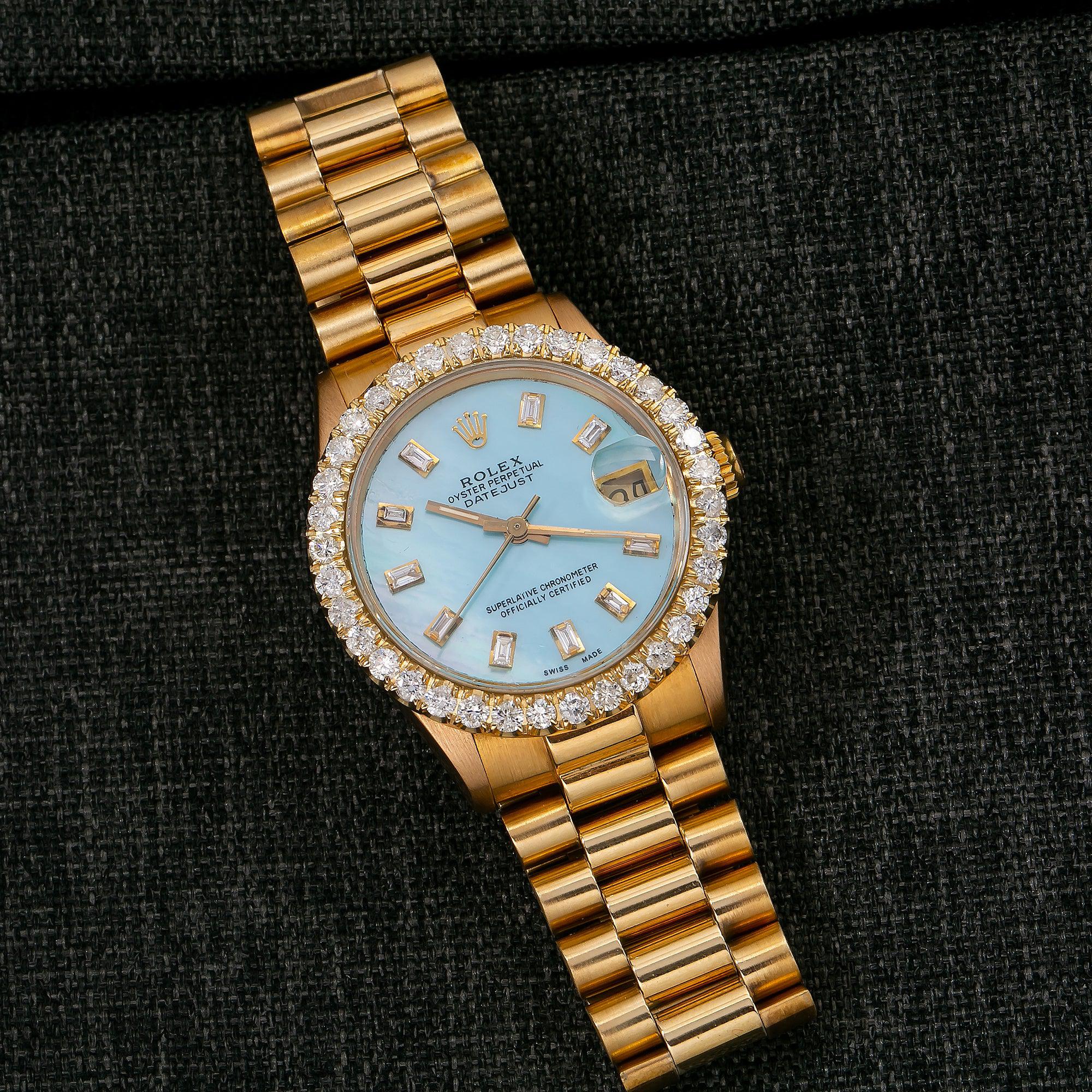 Rolex Datejust 68278 31MM Blue Diamond Dial With Yellow Gold Presidential Bracelet