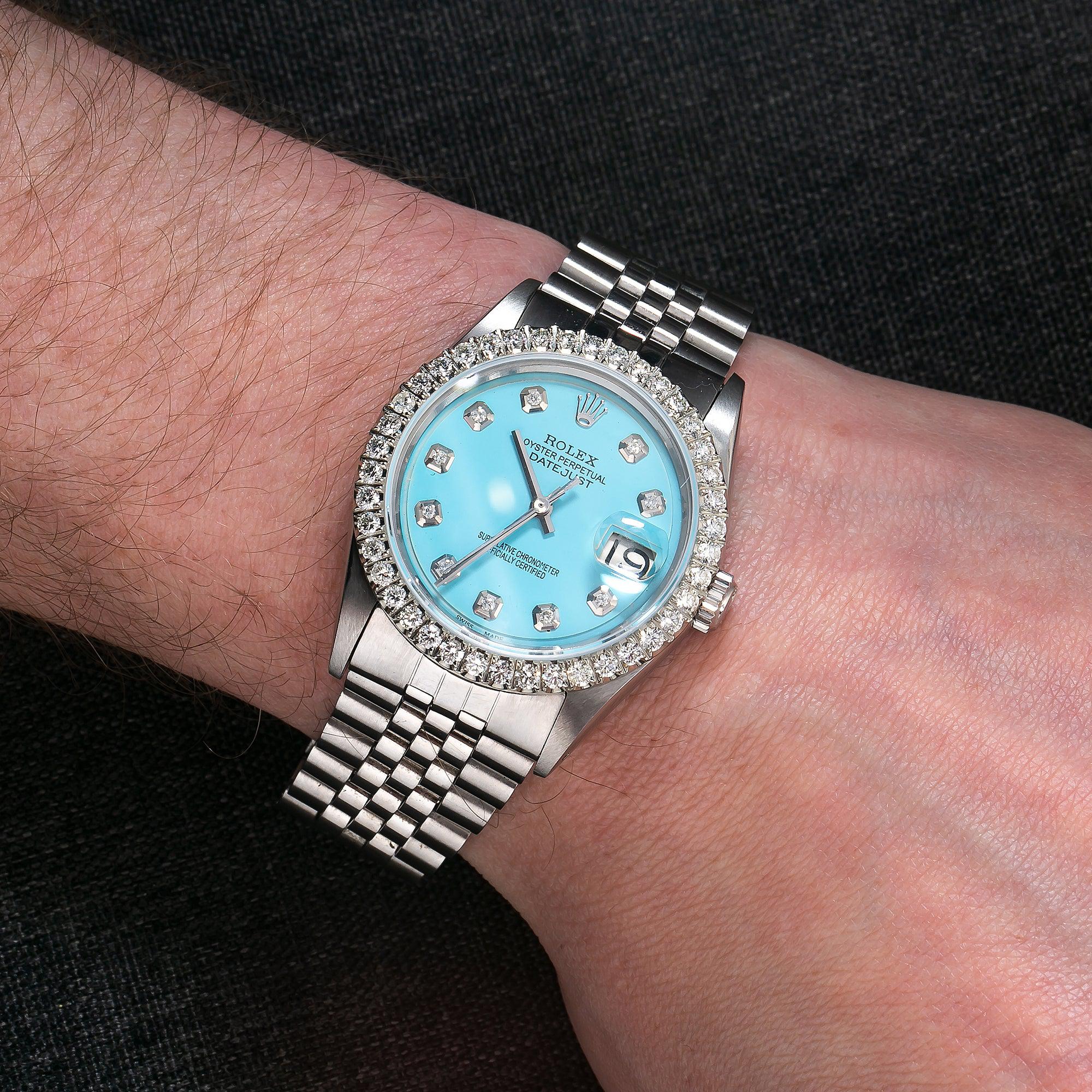 Rolex Datejust 1601 36MM Turquoise Diamond Dial With Stainless Steel Bracelet
