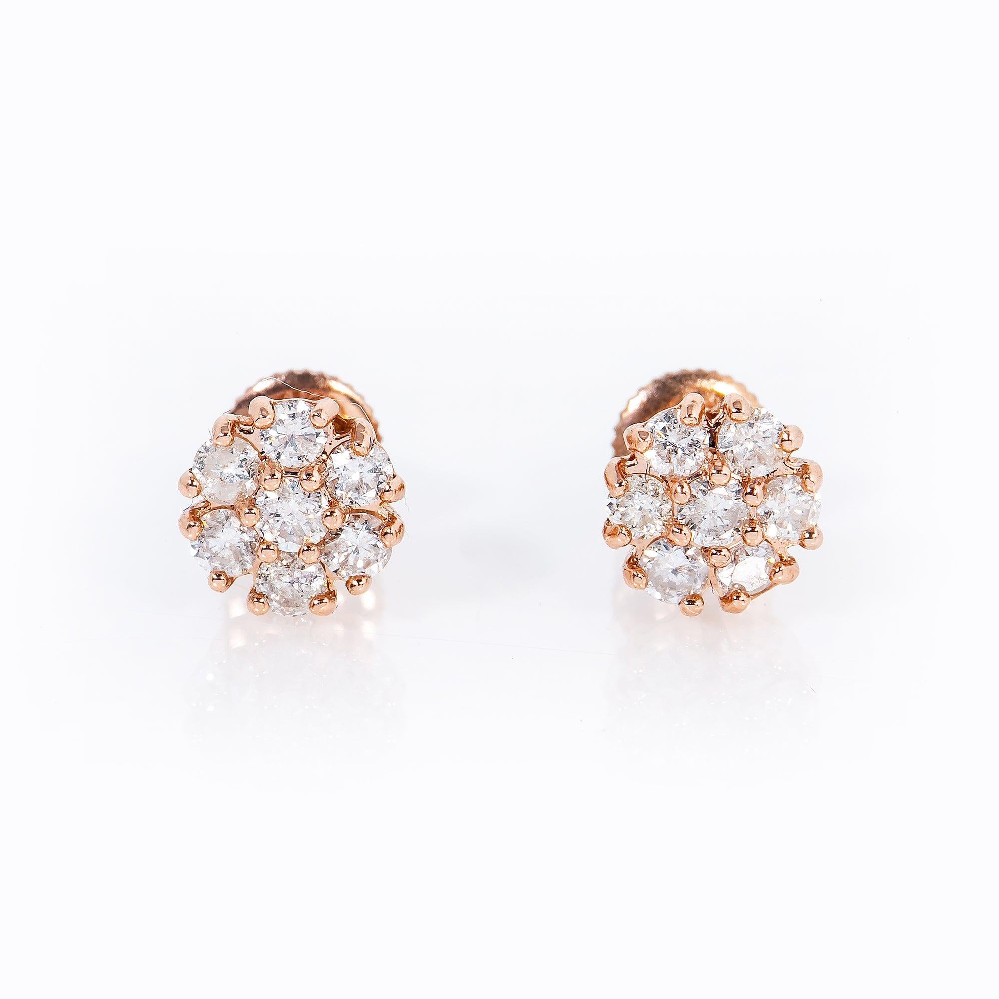 14K Rose Gold Unisex Earrings with 0.48 CT Diamond