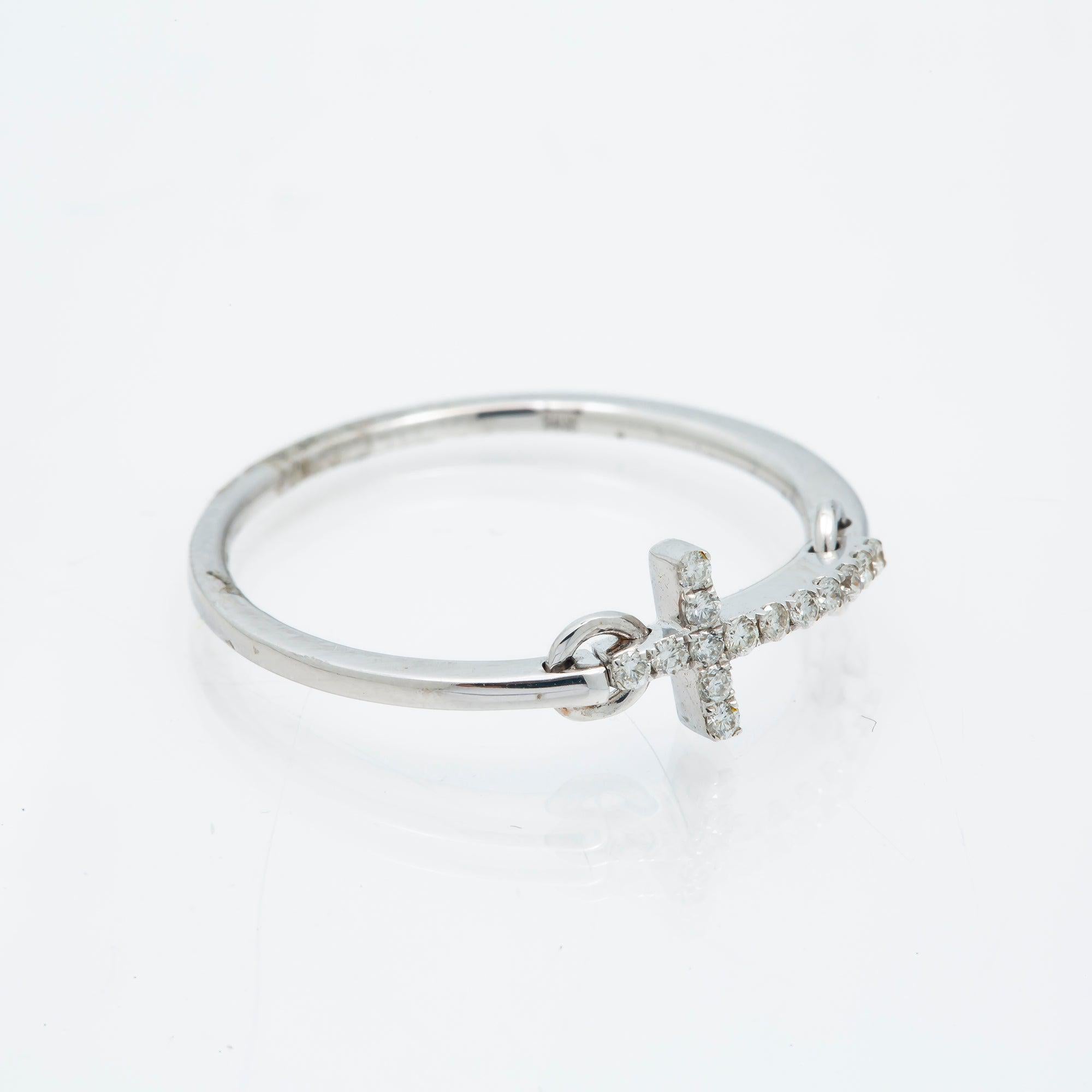 14K GOLD DIAMOND SIDEWAYS CROSS RING 0.15 CT