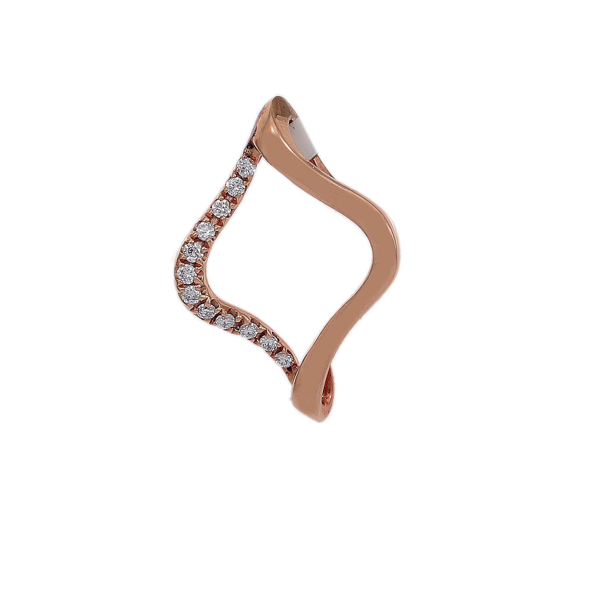 18K Rose Gold Floating Shape Women's Pendant With 0.09 CT Diamonds