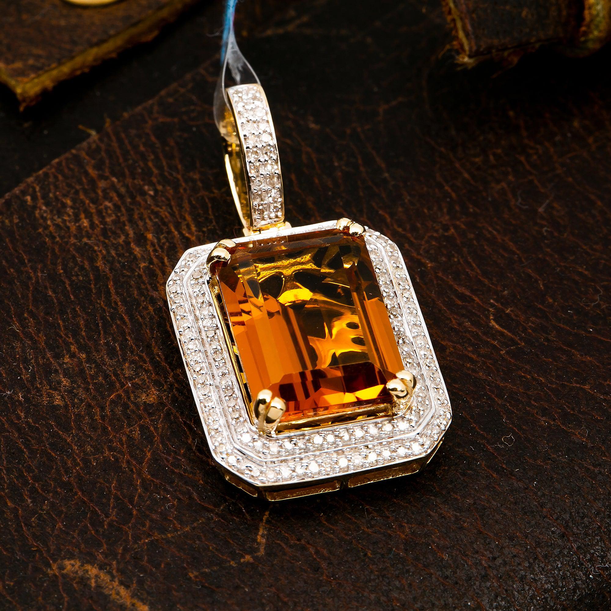 10K YELLOW GOLD LADIES  RECTANGULAR   PENDANT WITH 0.60 CT DIAMONDS